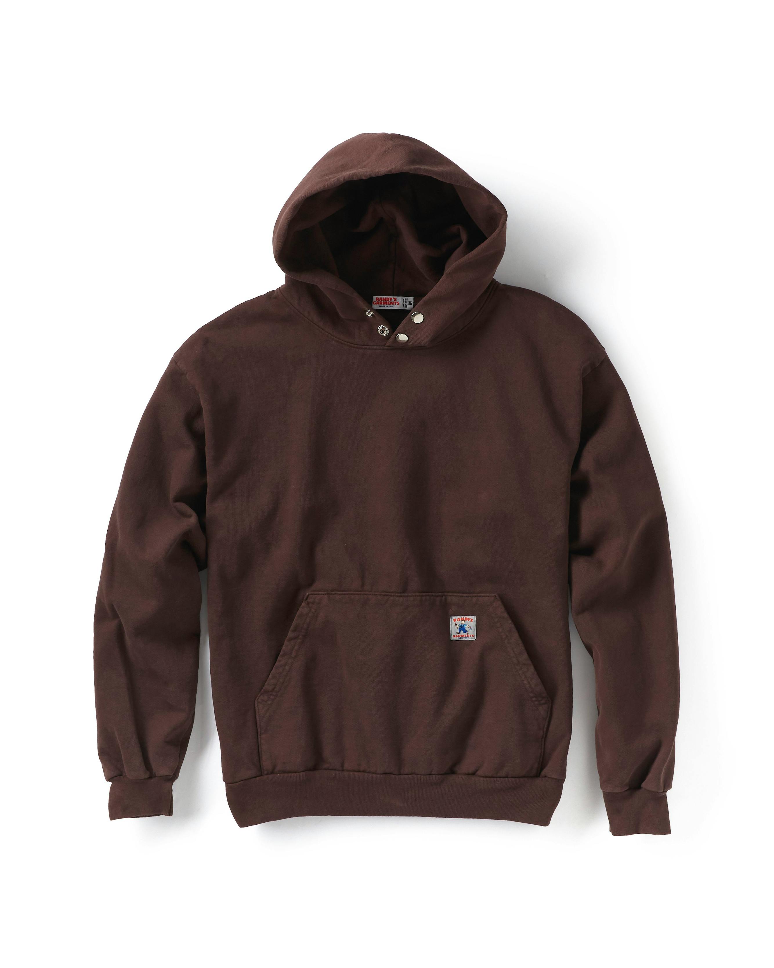 Randy's Garments Heavyweight Double Snap Hoodie Brown Pullover