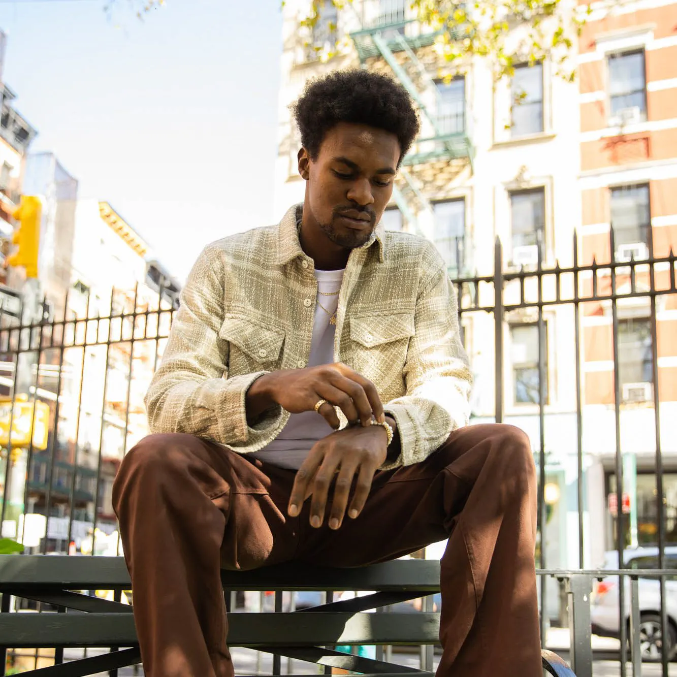 3sixteen Crosscut Flannel - Alabaster Jacquard | Flannel Shirts