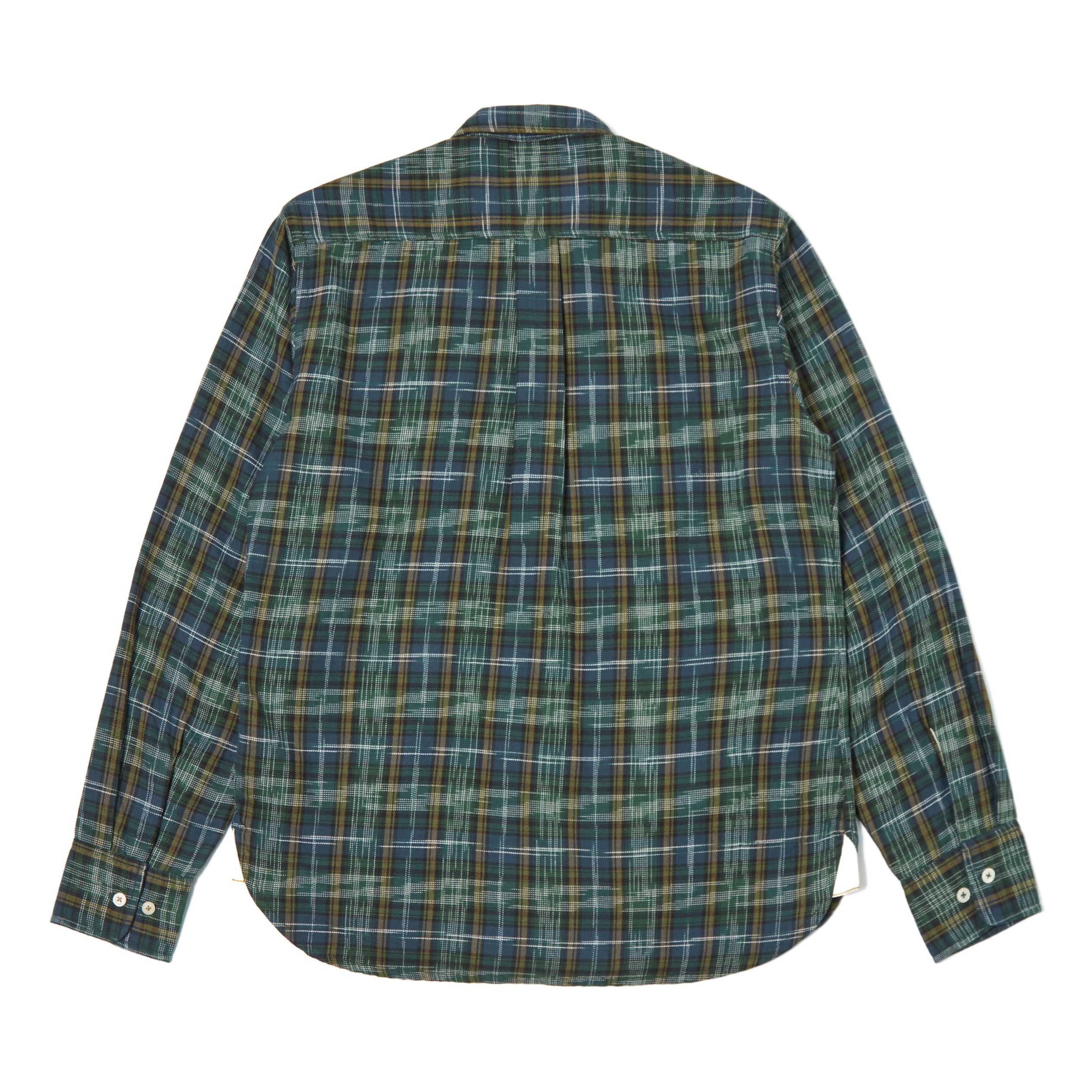 Universal Works Ikat Twill Daybroook Check Shirt - Green | Long