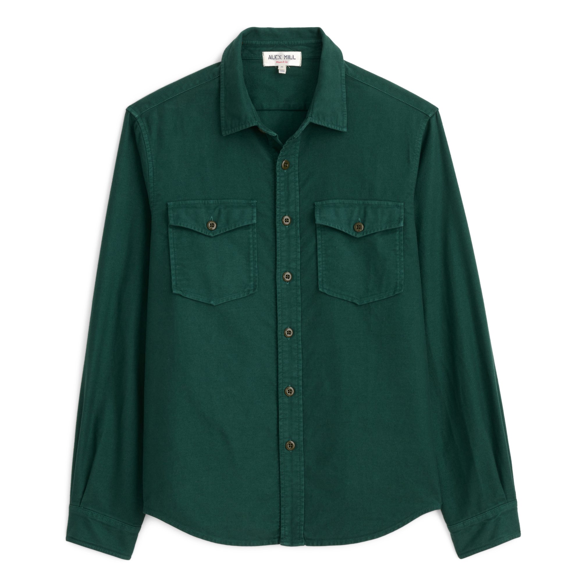 Alex Mill Frontier Chamois Shirt - Trekking Green | Long Sleeve