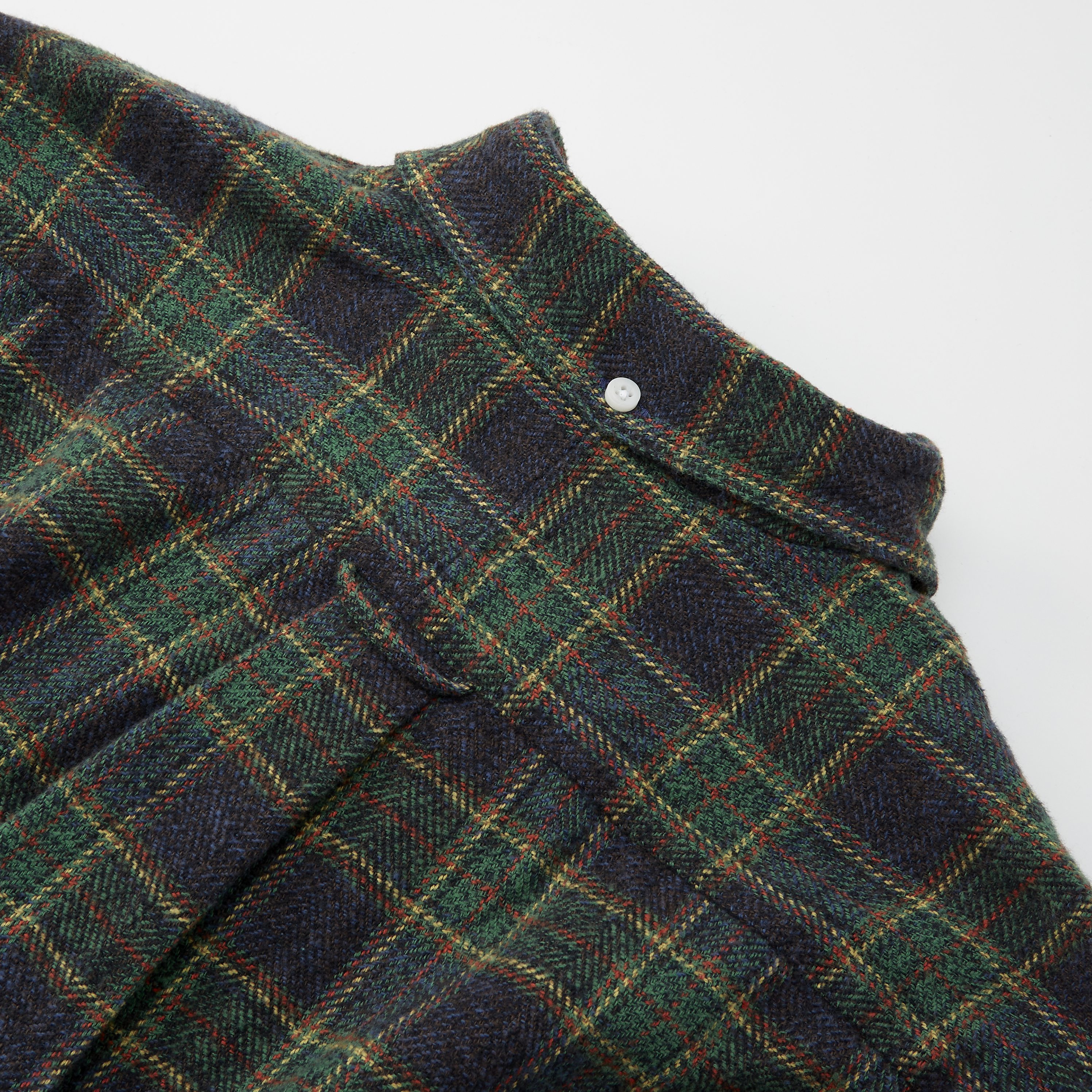Gitman Vintage Fall Herringbone Tweed Check Shirt - Green | Long