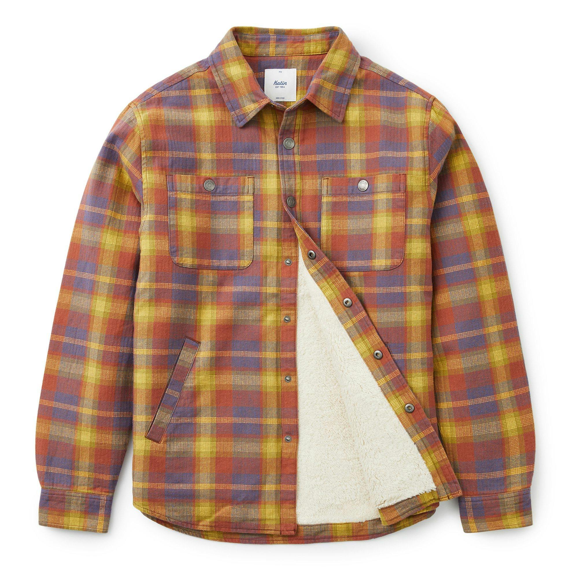 Katin Sherpa Lined Flannel Harold Shirt Jacket - Red Clay