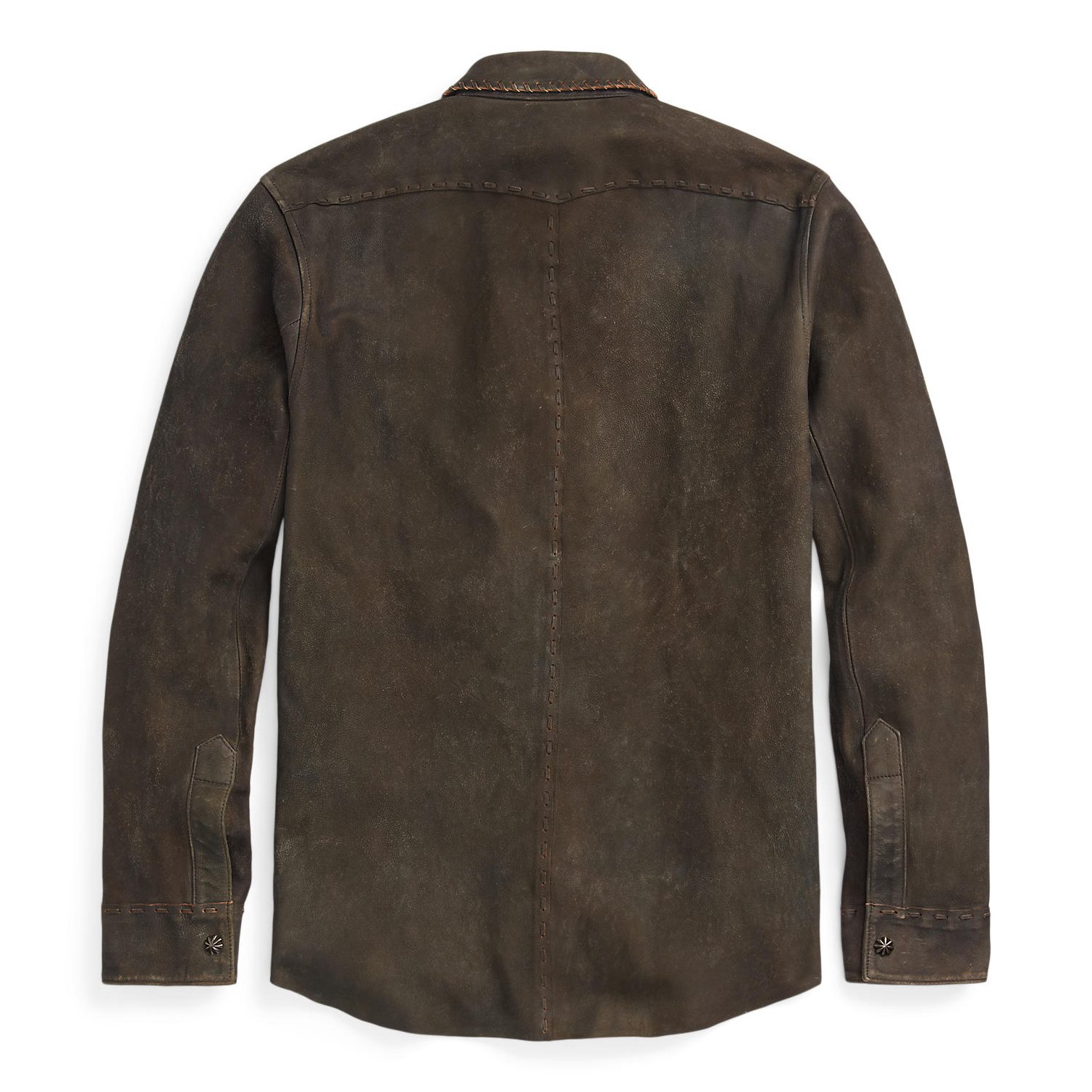 RRL Suede Frontier Western Shirt - Black Over Brown | Long Sleeve