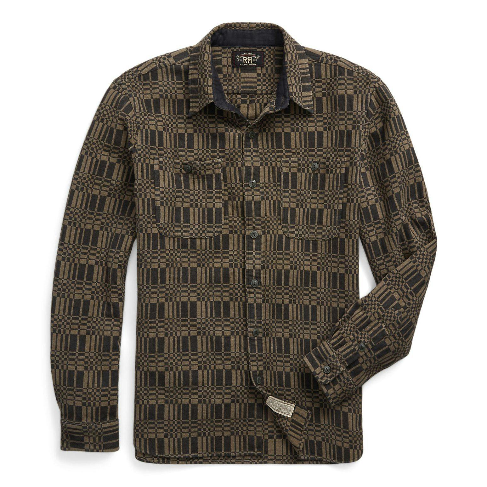 RRL Jacquard Cody Workshirt - Grey Multi | Long Sleeve Shirts 