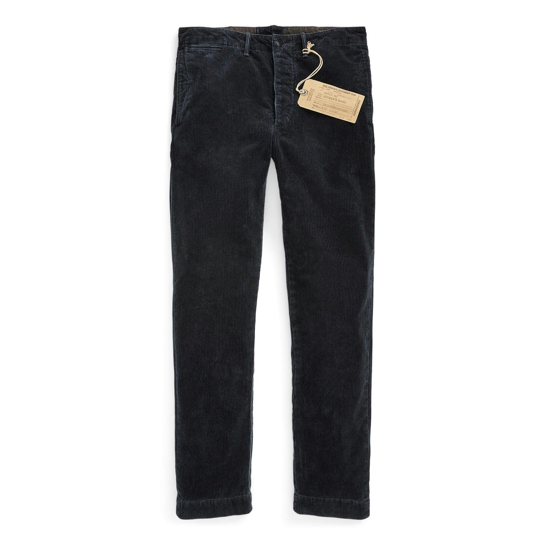 RRL Officer's Corduroy Straight Fit Chino Pant - Black, Casual Pants