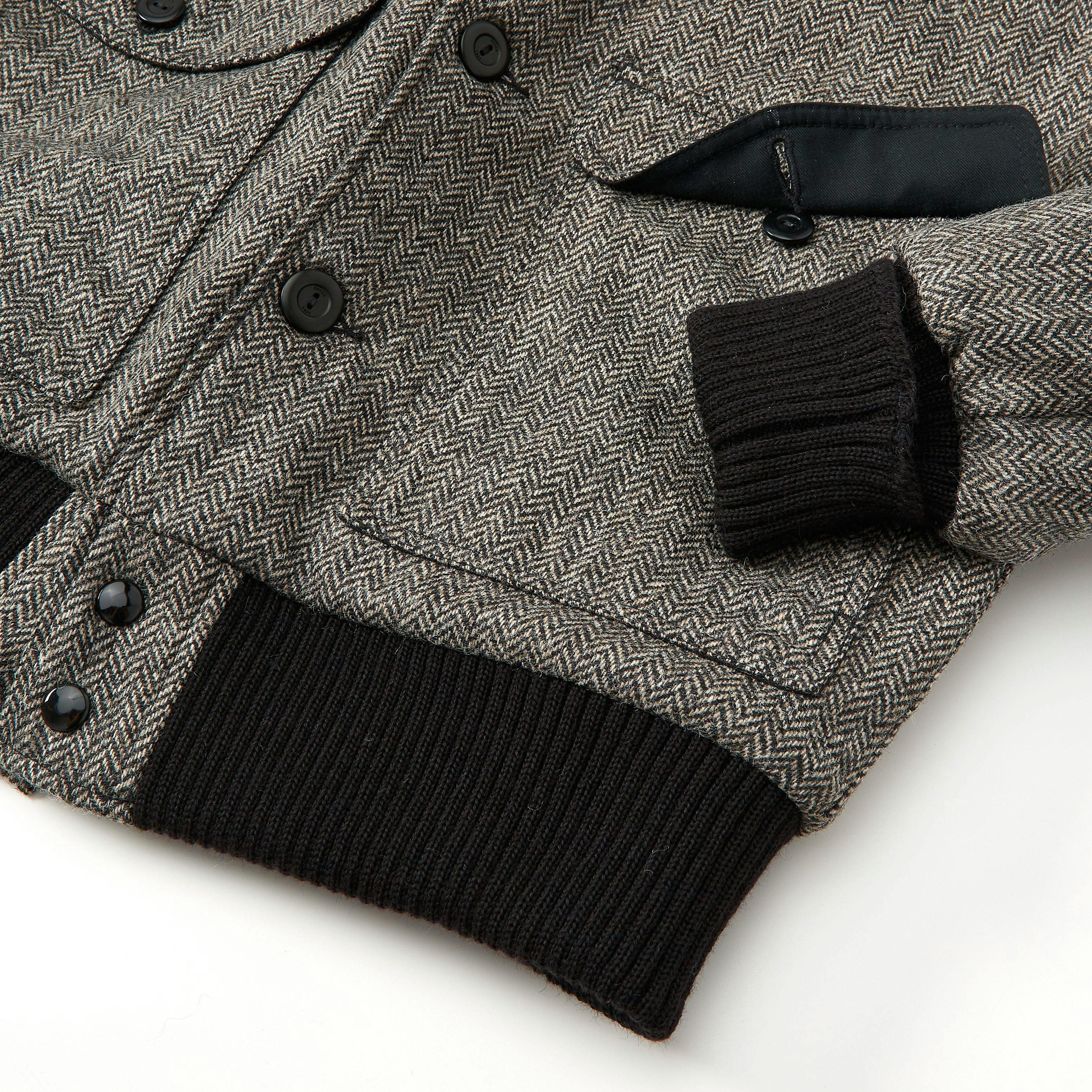 Wool bomber jacket grey herringbone