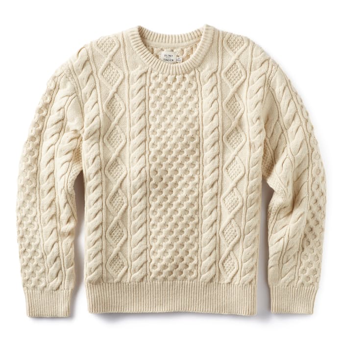 Image of Aran Cable Knit Crewneck Sweater
