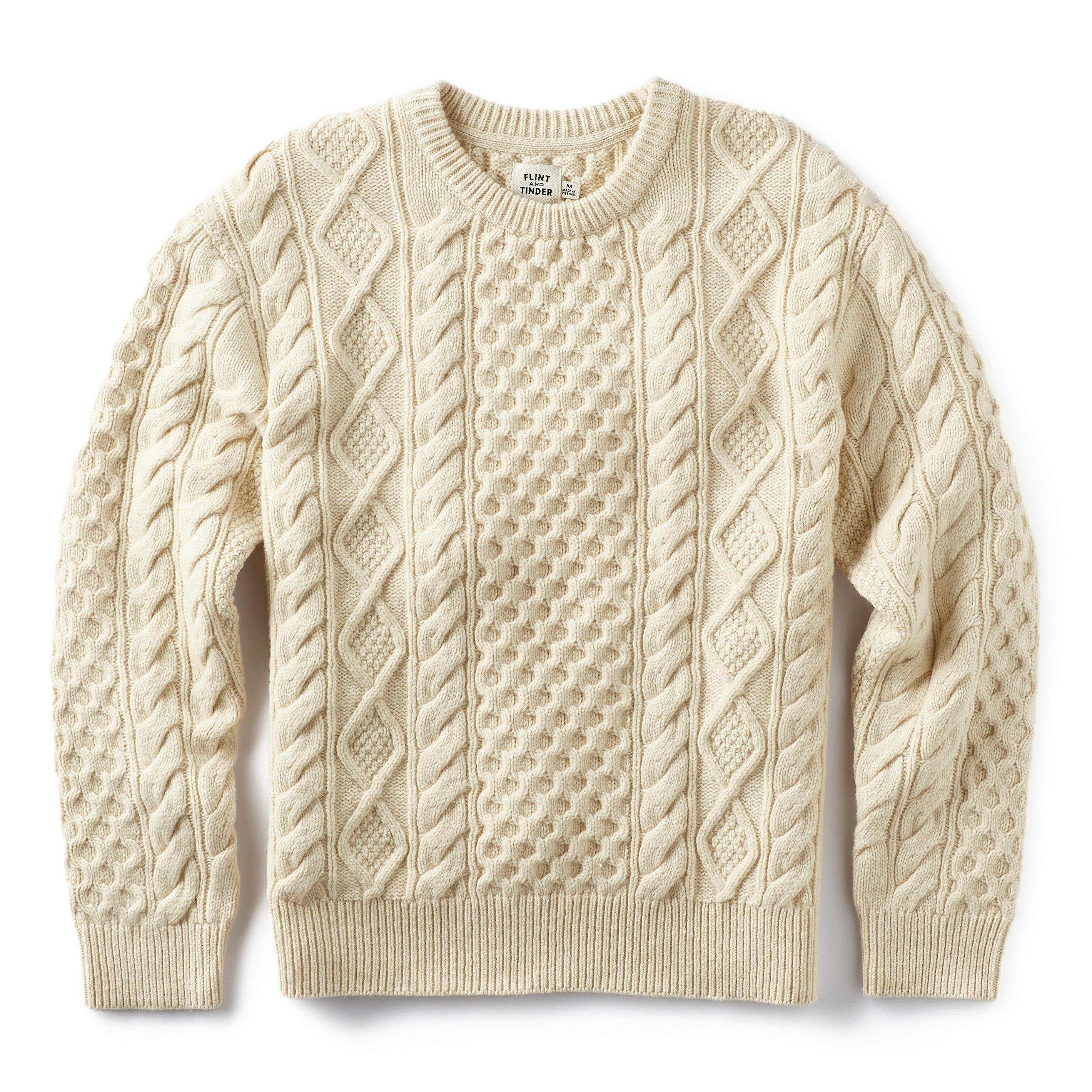 Aran Cable Knit Crewneck Sweater