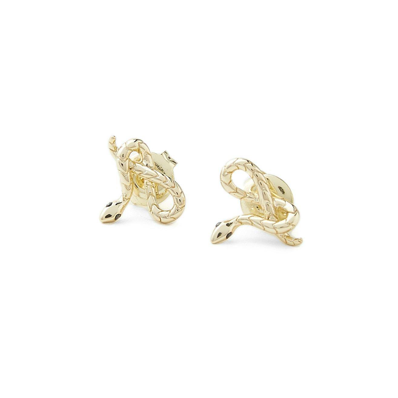 Women's Snake Stud Earrings 14K Gold Plated All