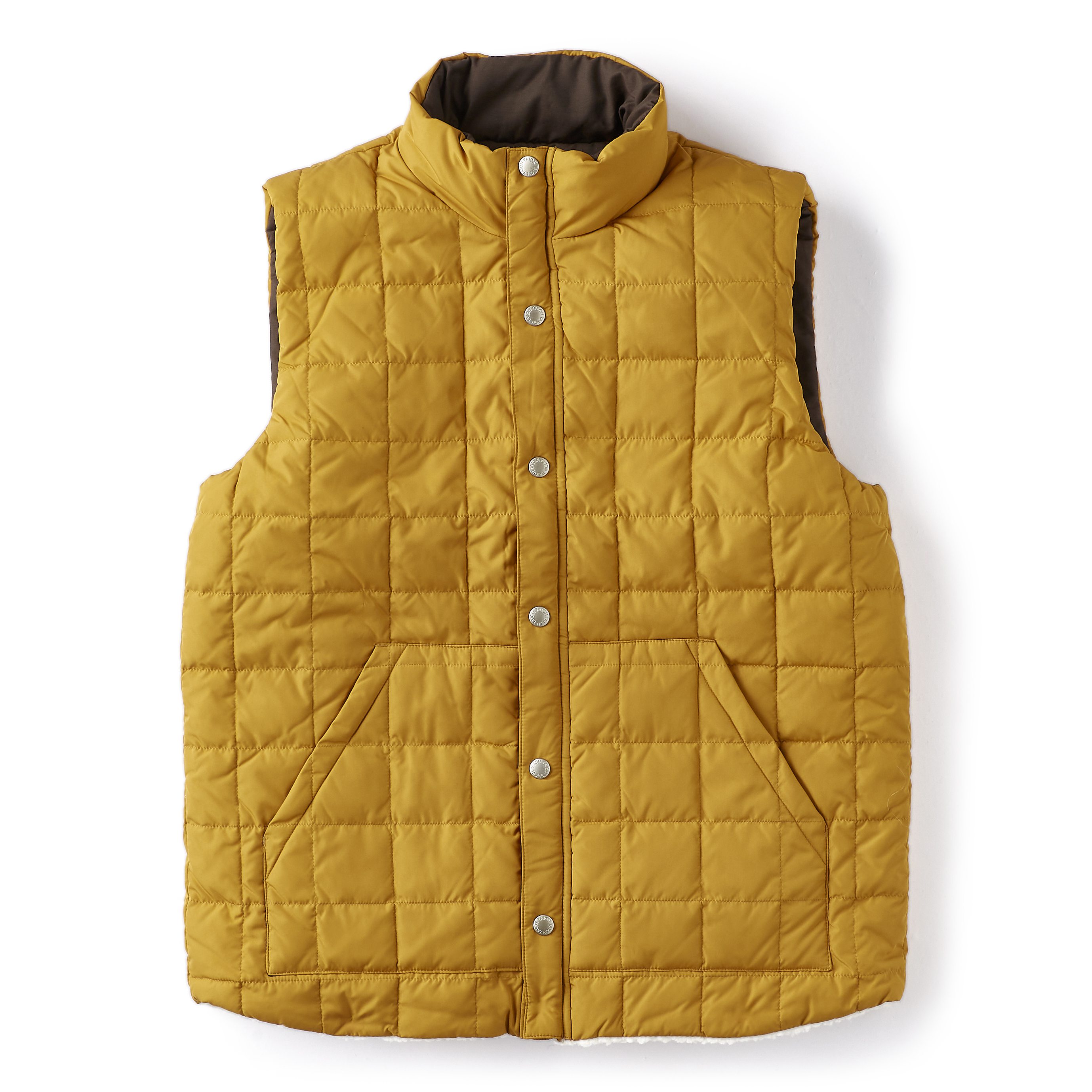 Military Reversible Insulated Down Vest in Camel/Dark Chocolate