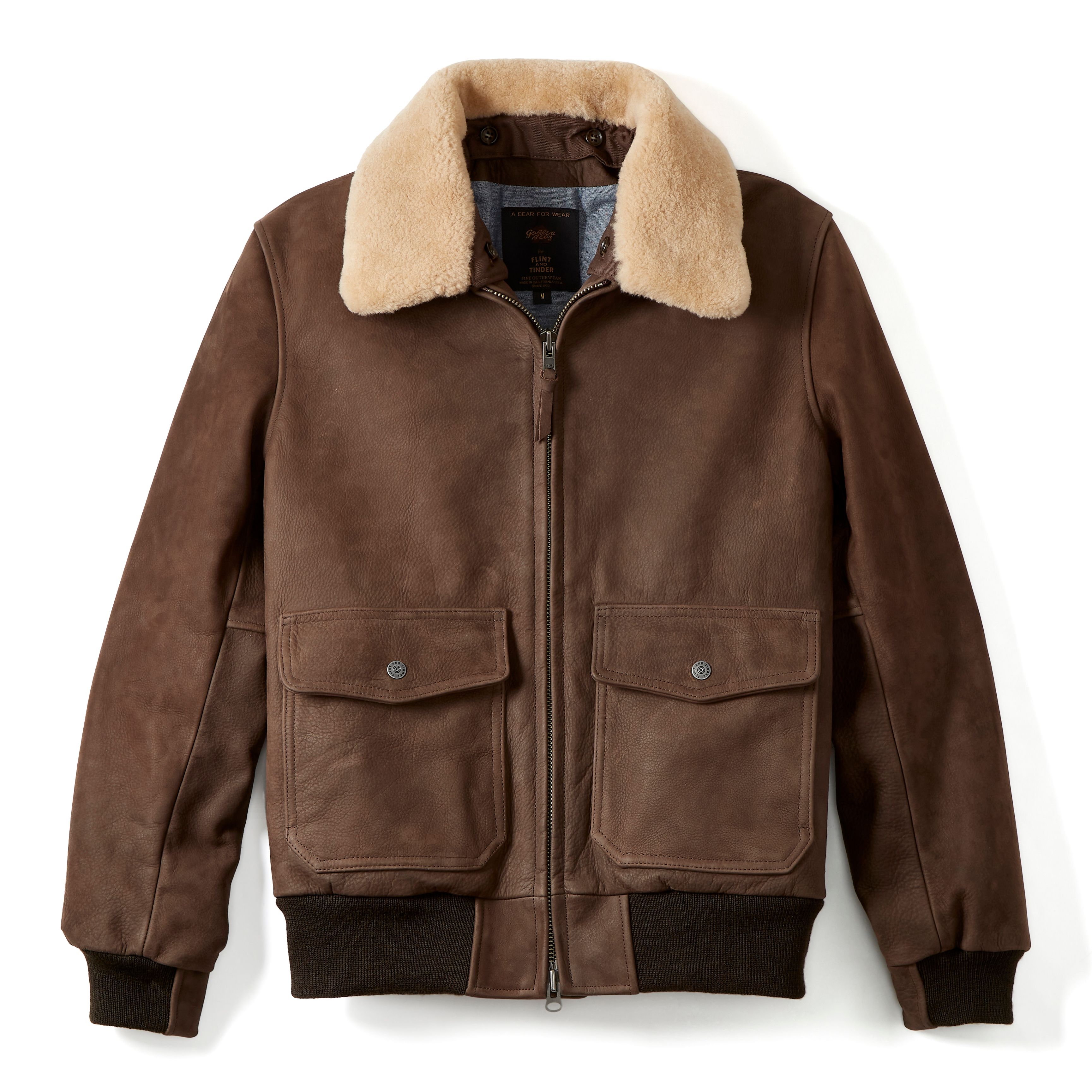 Flint and Tinder Golden Bear Leather Bomber Tobacco Brown Leather Jackets Huckberry