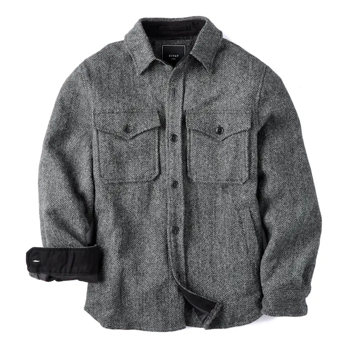 Rivay NYC Harris Tweed Wool CPO Shirt Jacket - Charcoal 