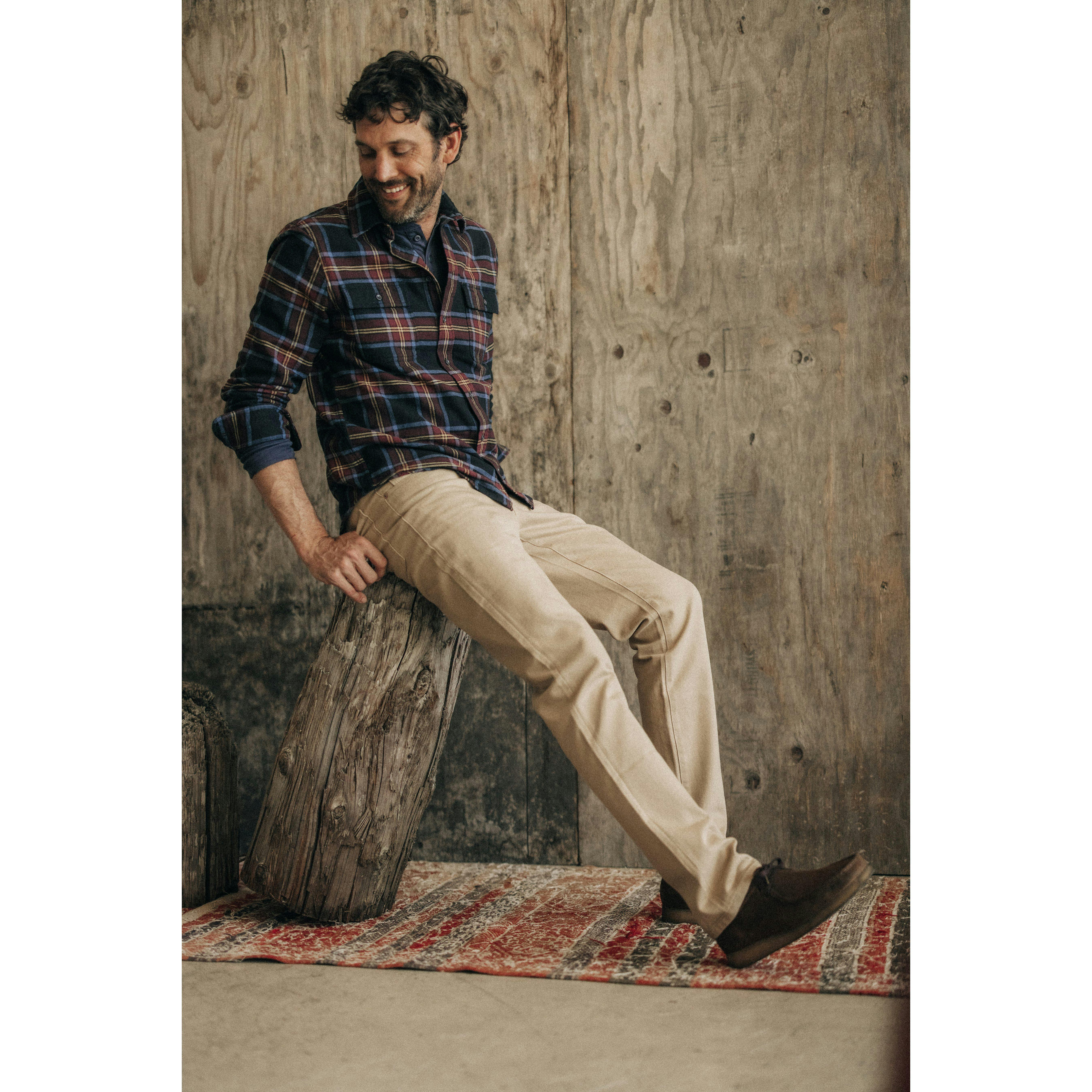 Taylor Stitch - The California in Dune Plaid Brushed Cotton Twill