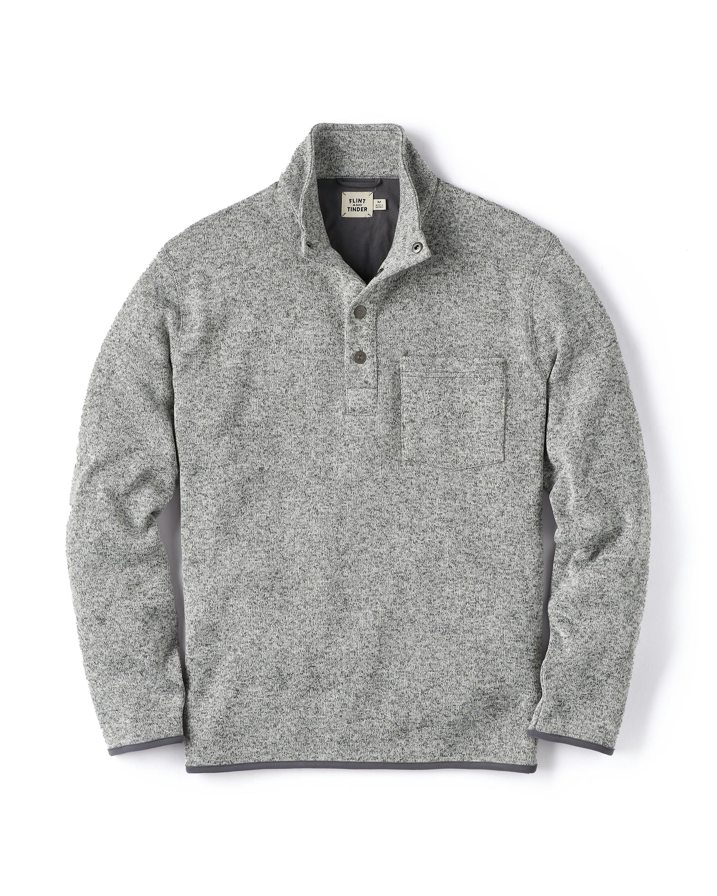 Flint and Tinder Sweater Fleece Quarter Snap Pullover Grey
