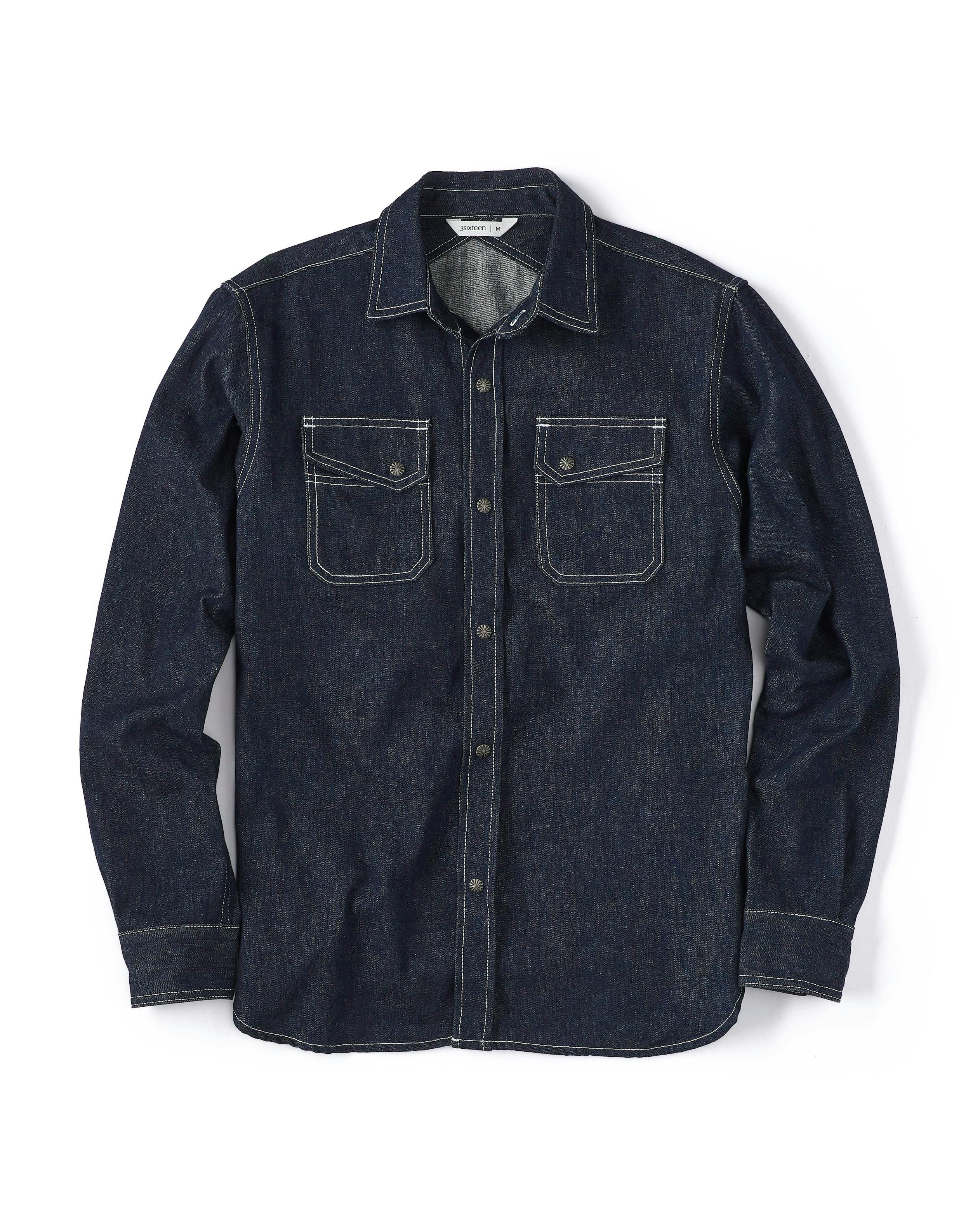 3sixteen Crosscut Selvedge Denim Western Indigo Denim Shirts