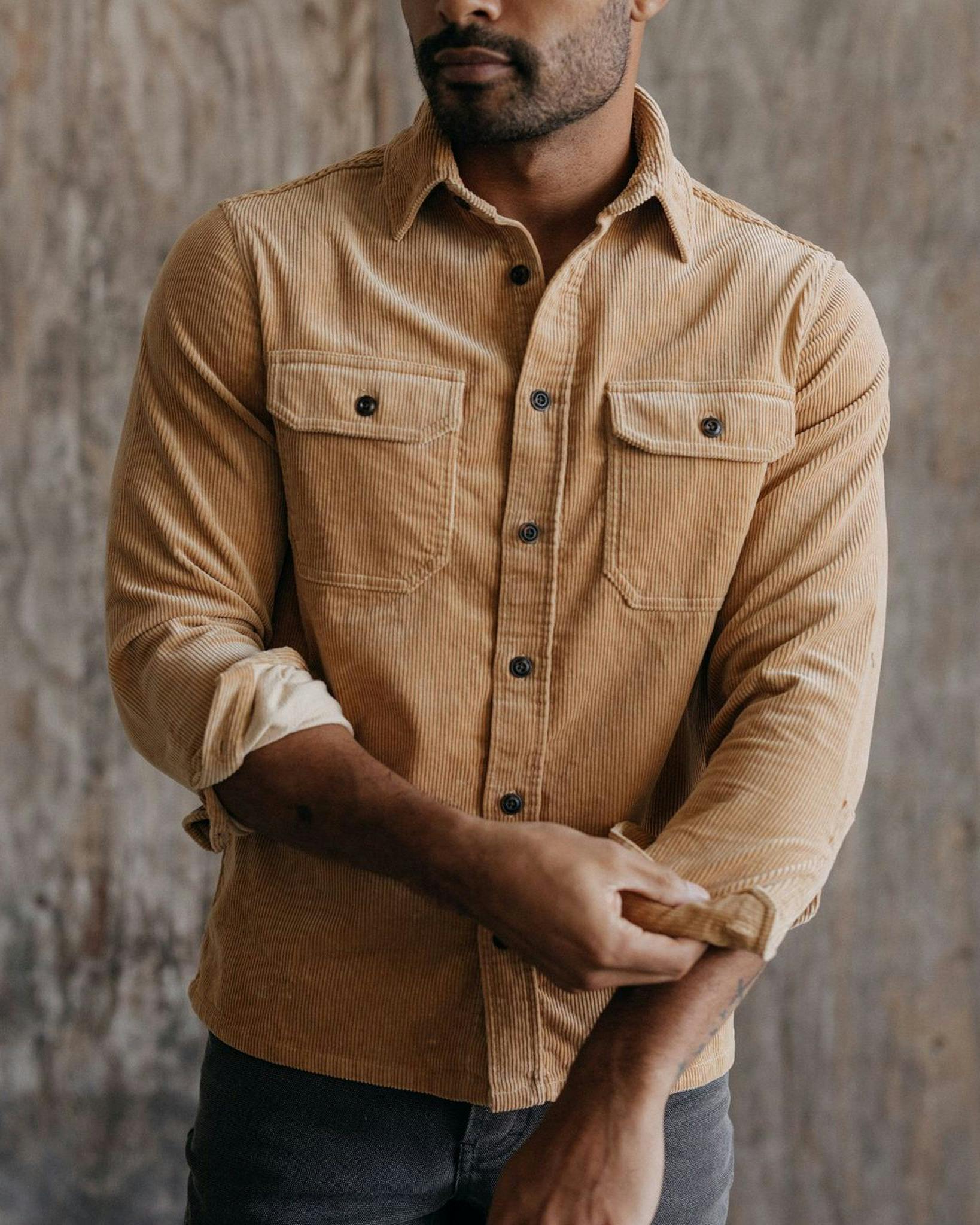 Taylor Stitch The Corduroy Connor Shirt Camel Long Sleeve