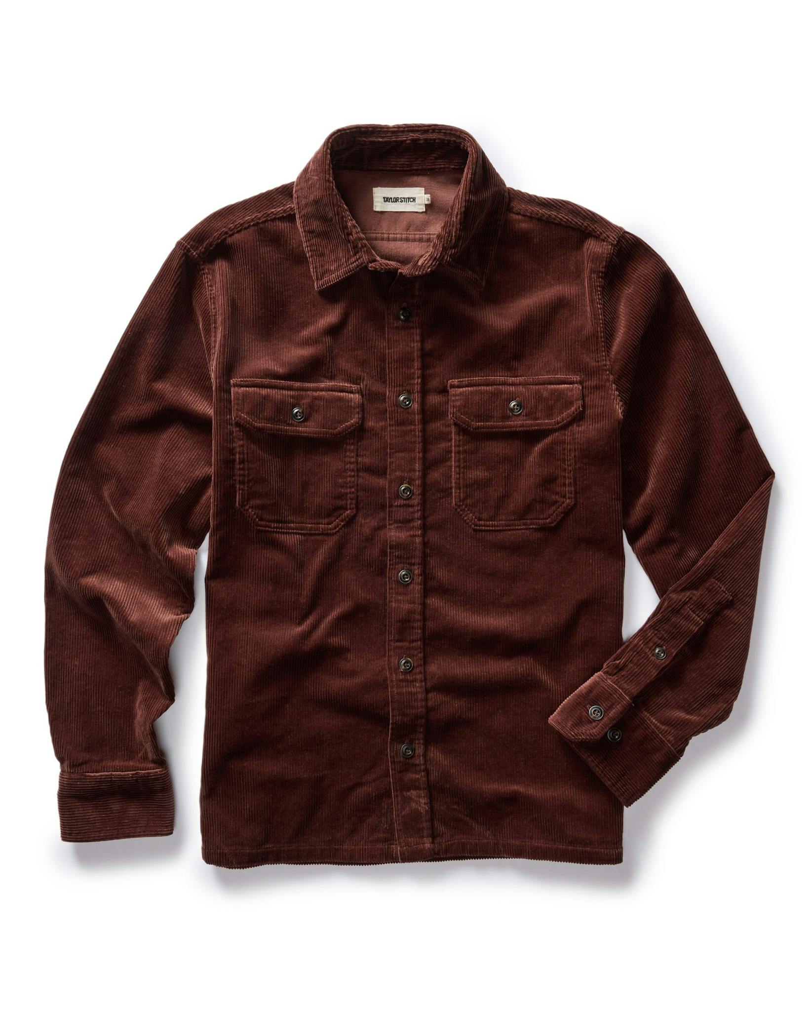 Taylor Stitch The Corduroy Connor Shirt Burgundy Long Sleeve