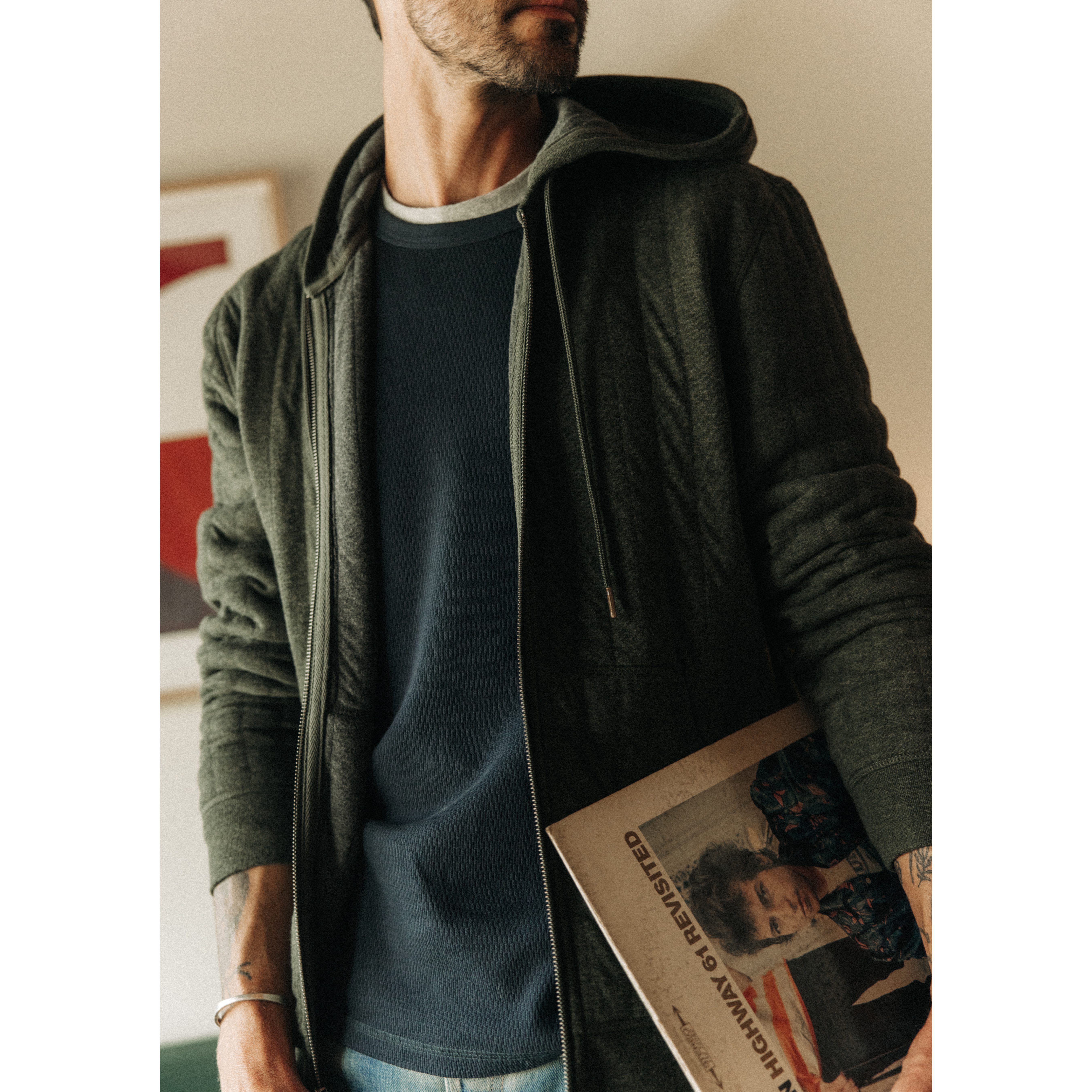 Taylor Stitch The Apres Full Zip Hoodie - Fatigue Olive