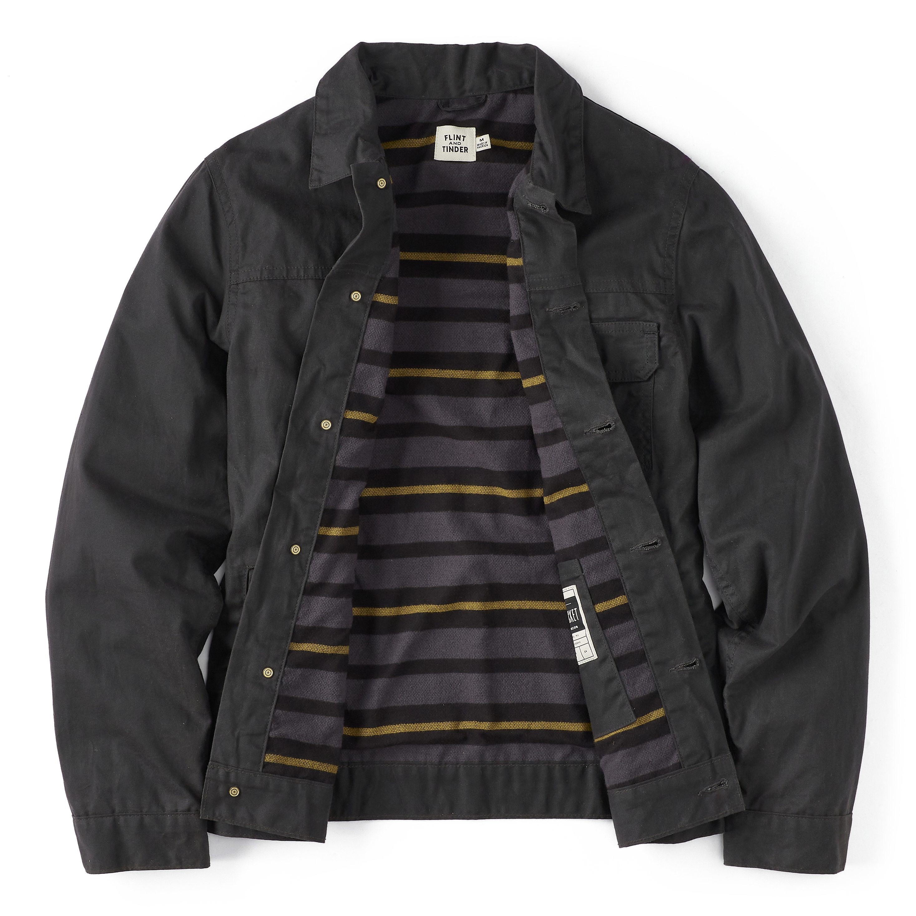 Flint and Tinder Flannel-Lined Waxed Trucker Jacket - Coal 