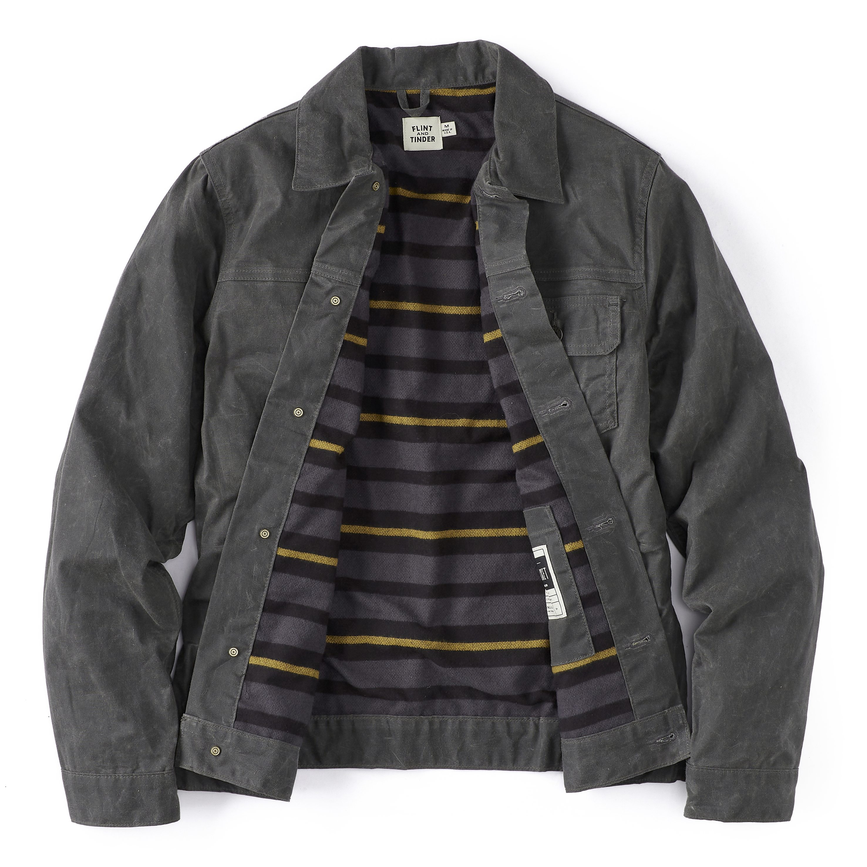 Flint and Tinder Unlined Waxed Trucker Jacket - Black