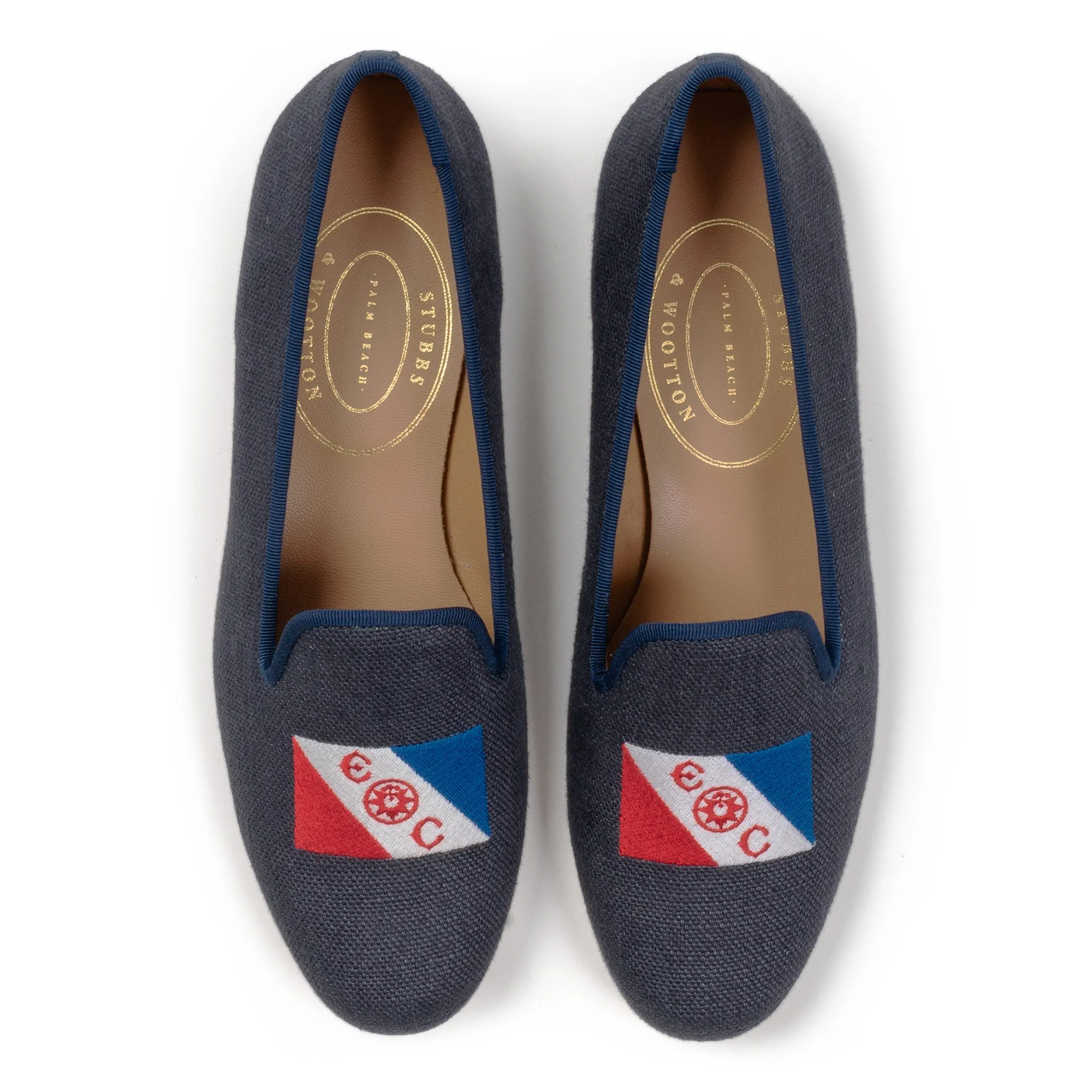 The Explorers Club Club Shoes in Navy Linen - Navy | Slippers