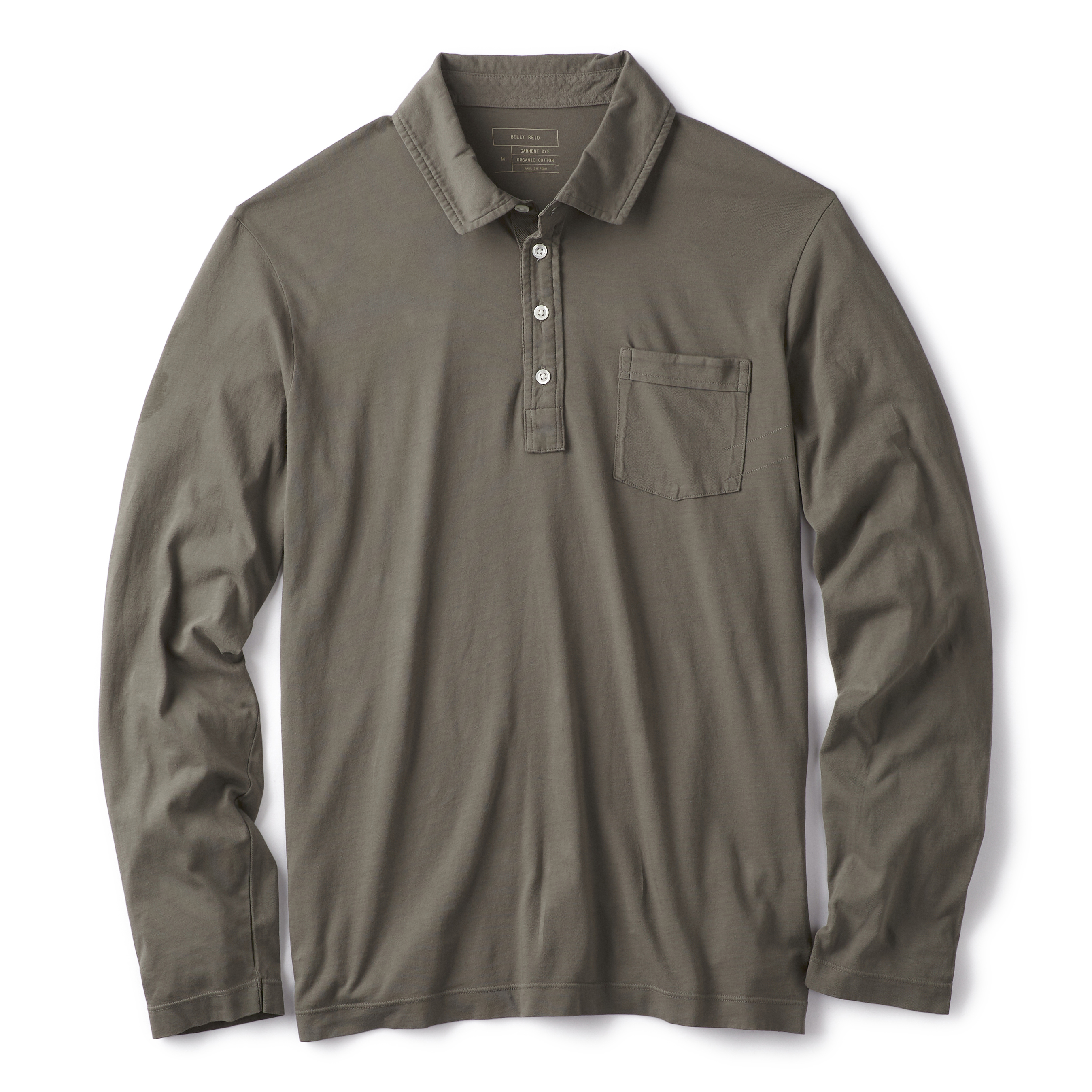Billy Reid Pensacola Long Sleeve Polo - Washed Grey | Polo Shirts