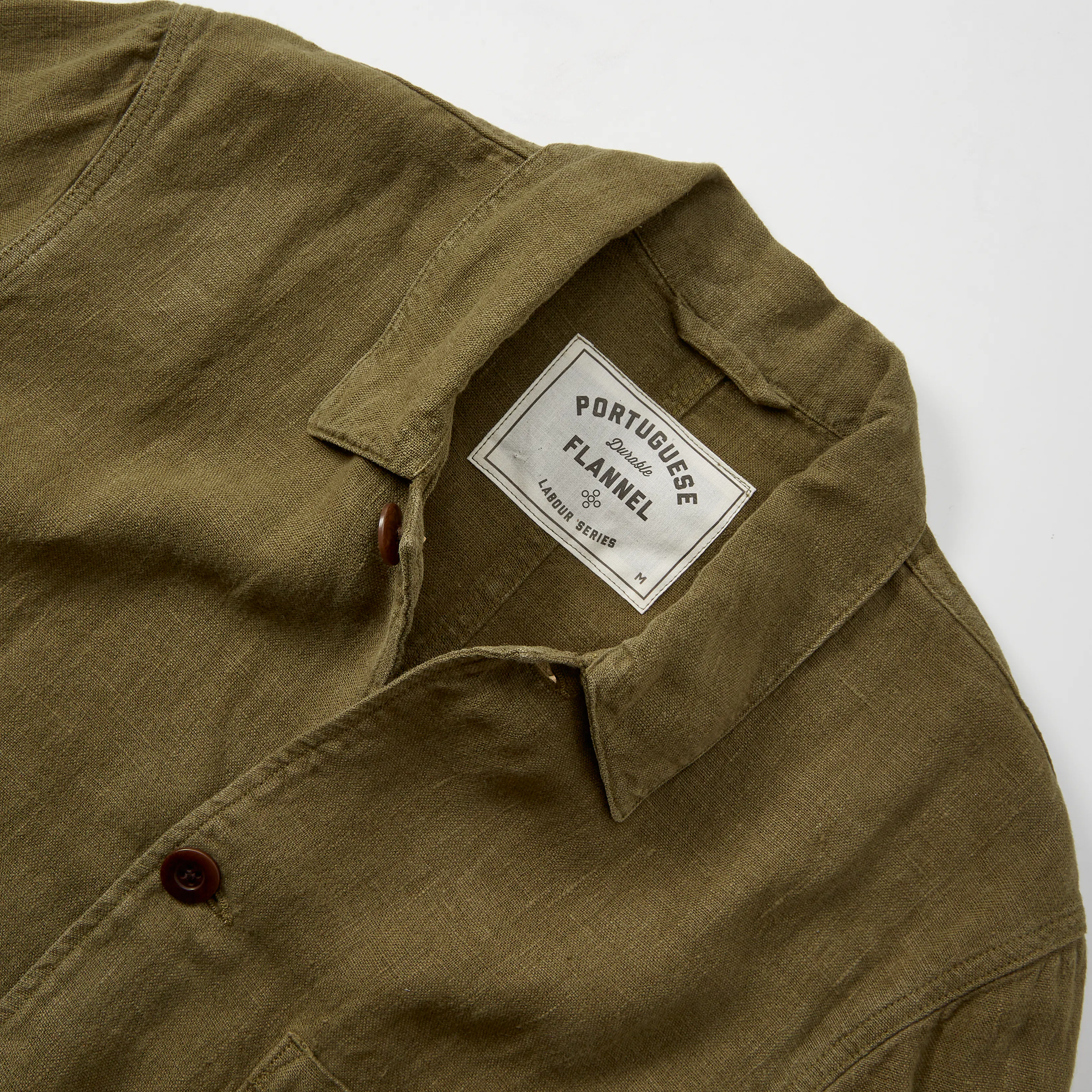 Portuguese Flannel Labura Linen Chore Coat - Olive | Chore Coats