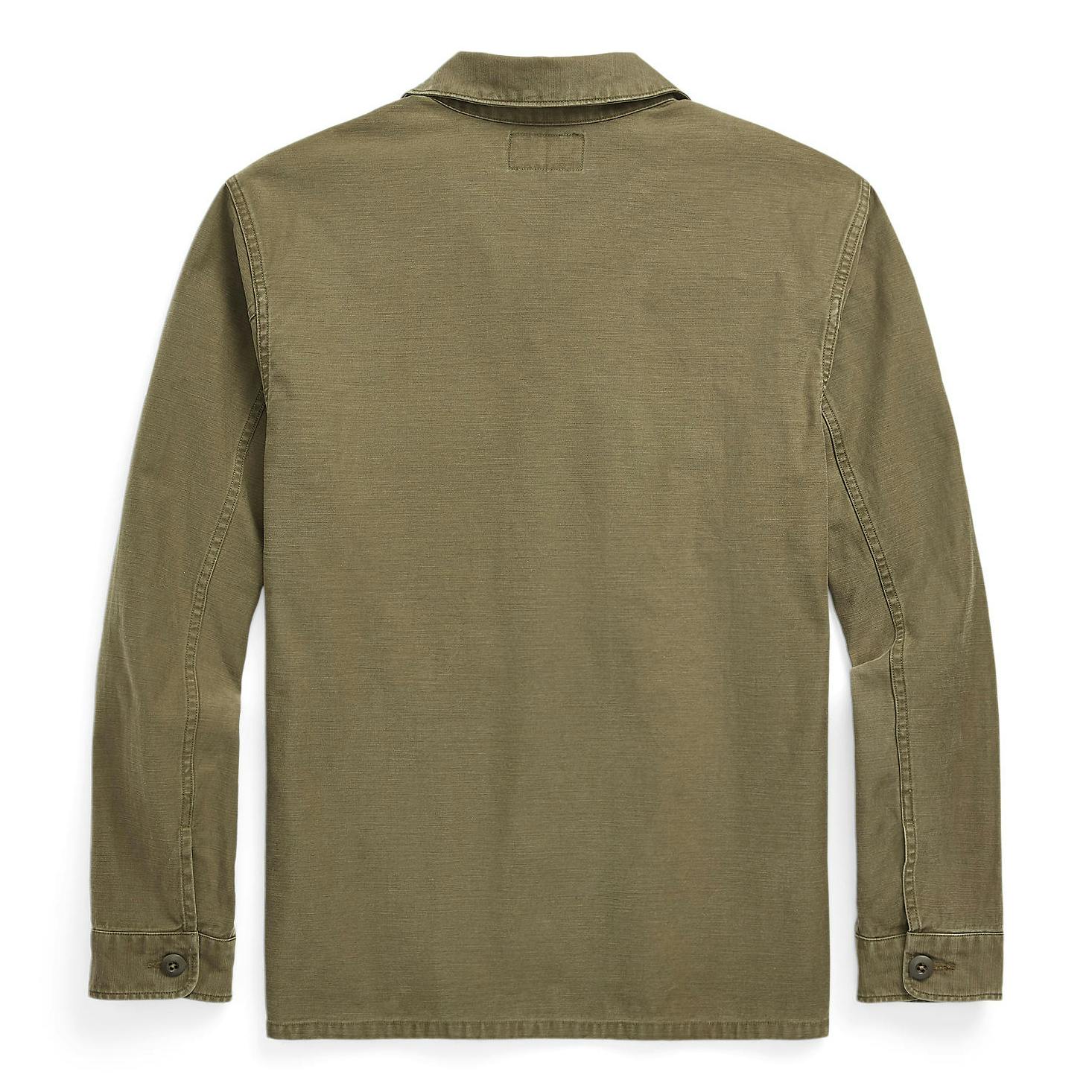 RRL Reverse Sateen Barrow Overshirt - Olive | Long Sleeve Shirts 