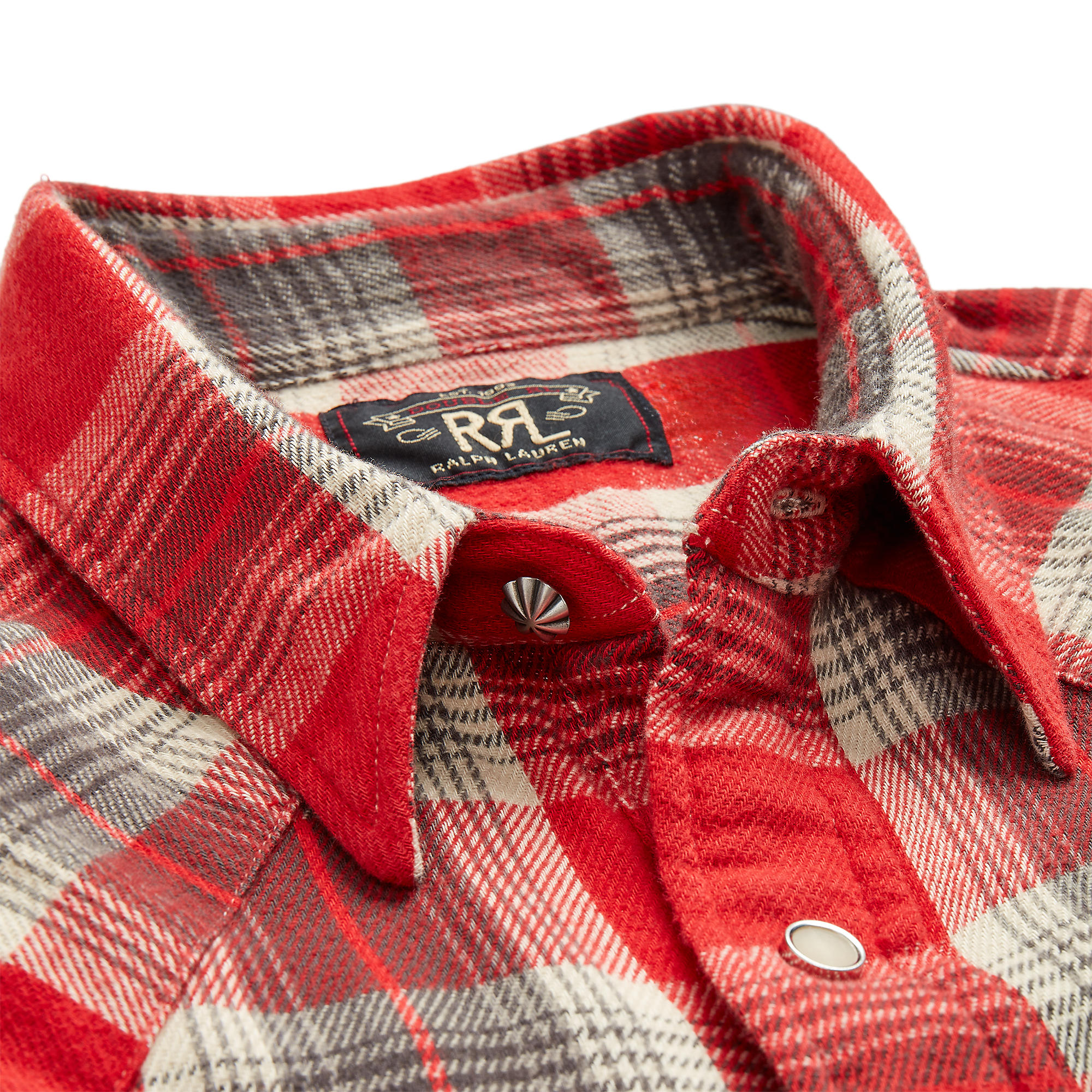 RRL Buffalo Western Twill Plaid Work Shirt - Red/Grey | Long