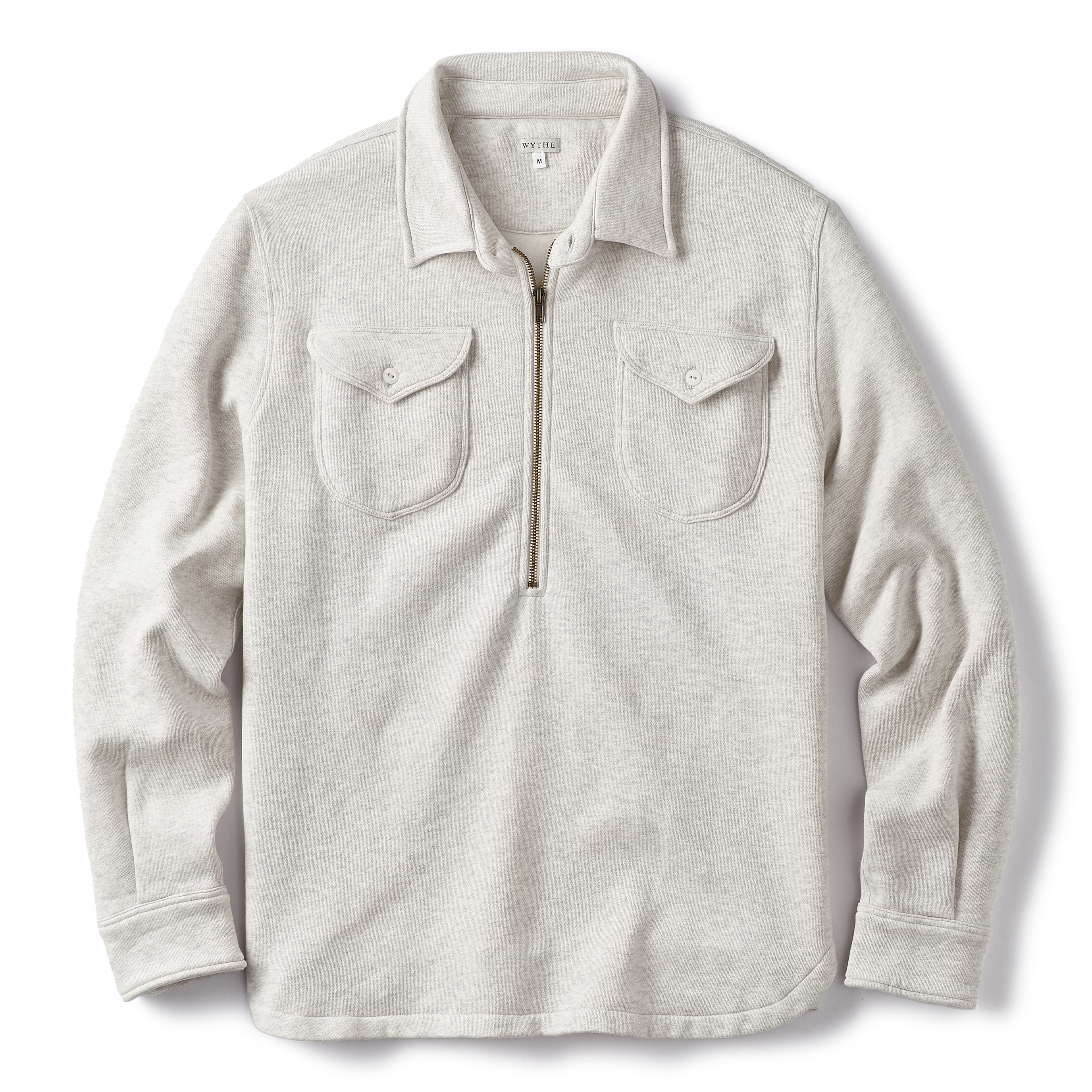 Wythe New York Half-Zip Collared Sweatshirt - Heather Grey