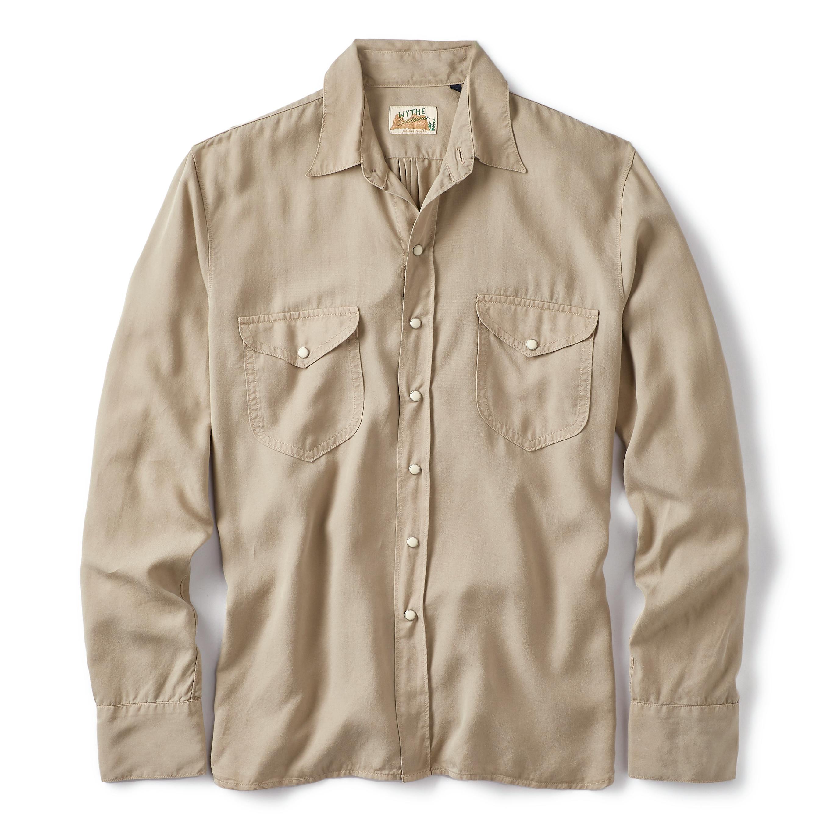 Wythe New York Tencel Pearlsnap Shirts | Nutmeg | Size: XL | LS Button Downs | Shirts