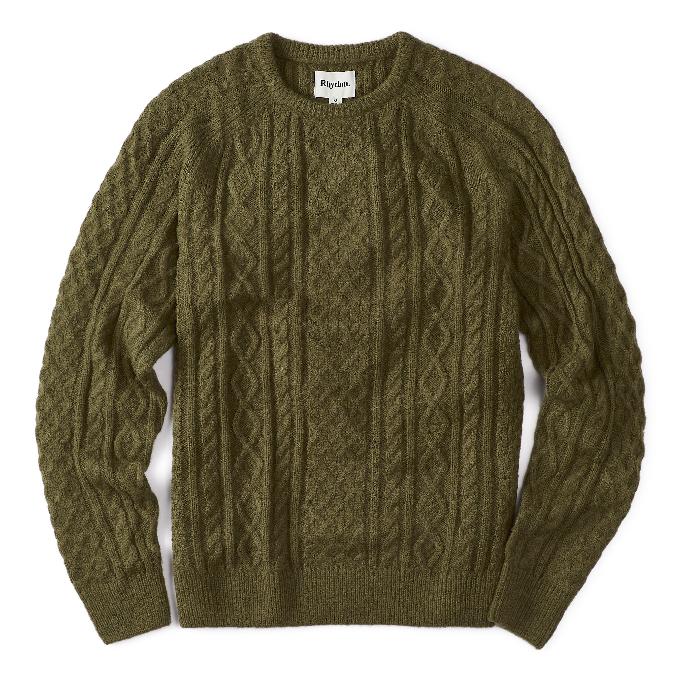 Rhythm Mohair Fisherman Knit Sweater - Olive | Fisherman Sweaters 