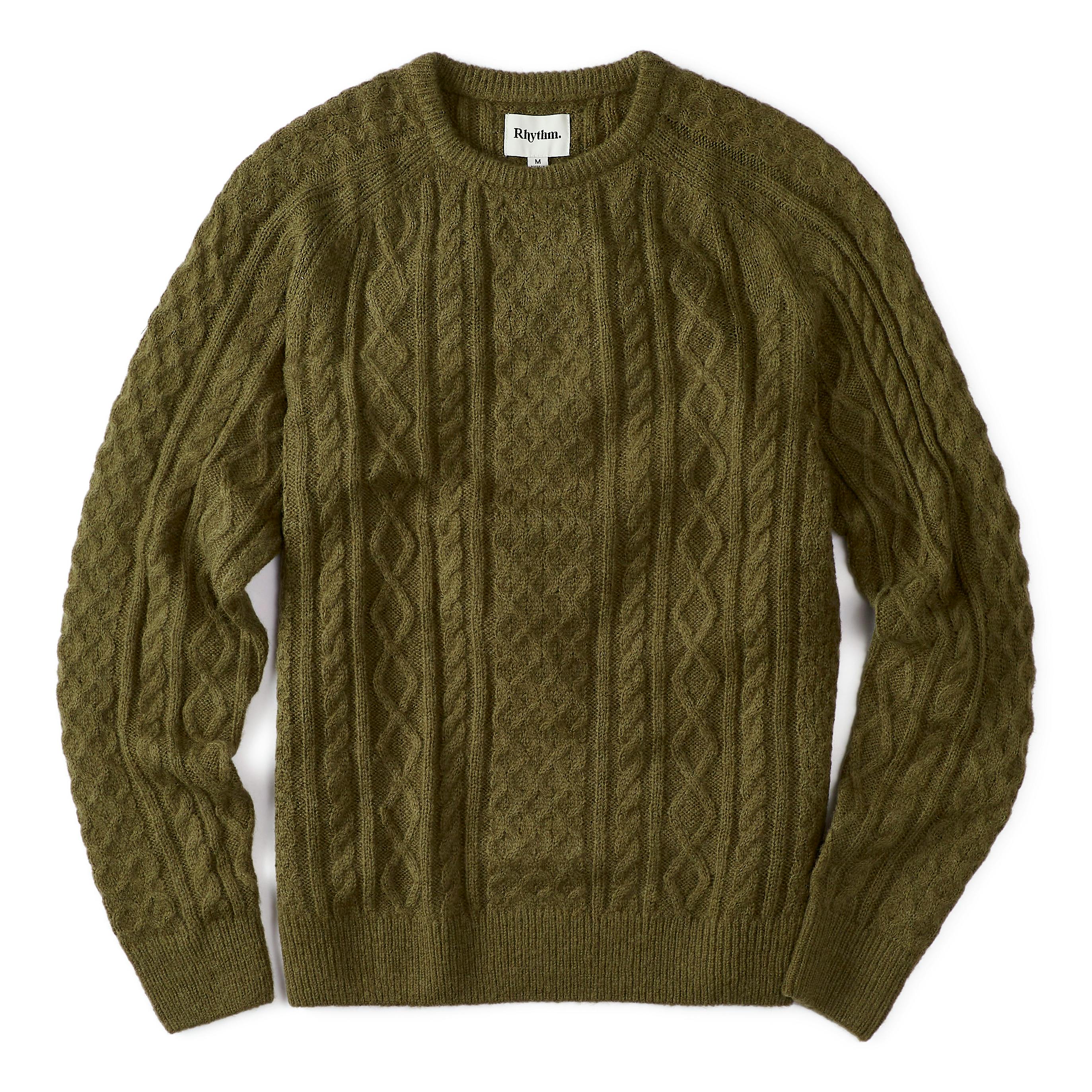 Rhythm Mohair Fisherman Knit Sweater - Olive, Fisherman Sweaters