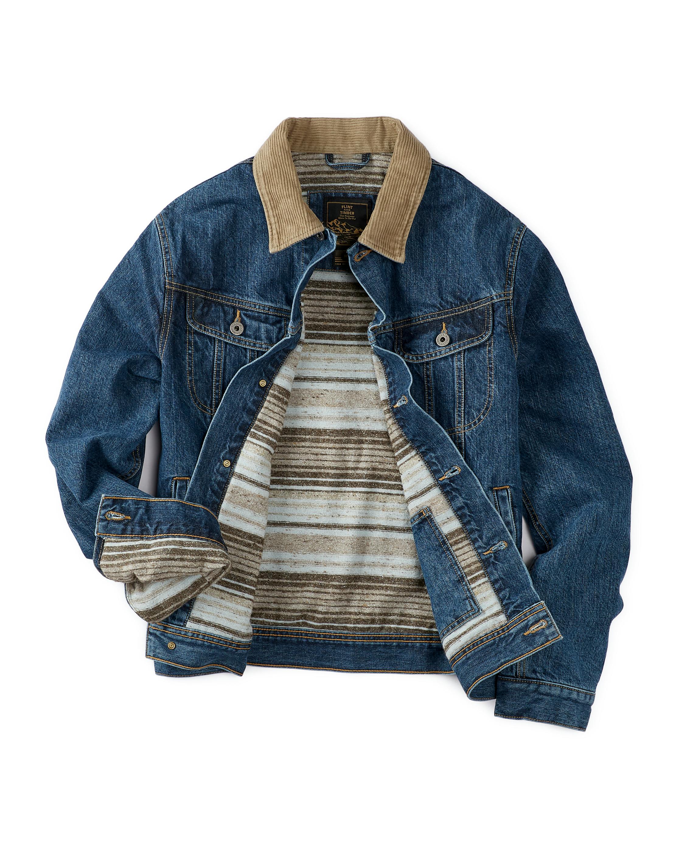 Flannel-Lined Denim Trucker Jacket - Main Image