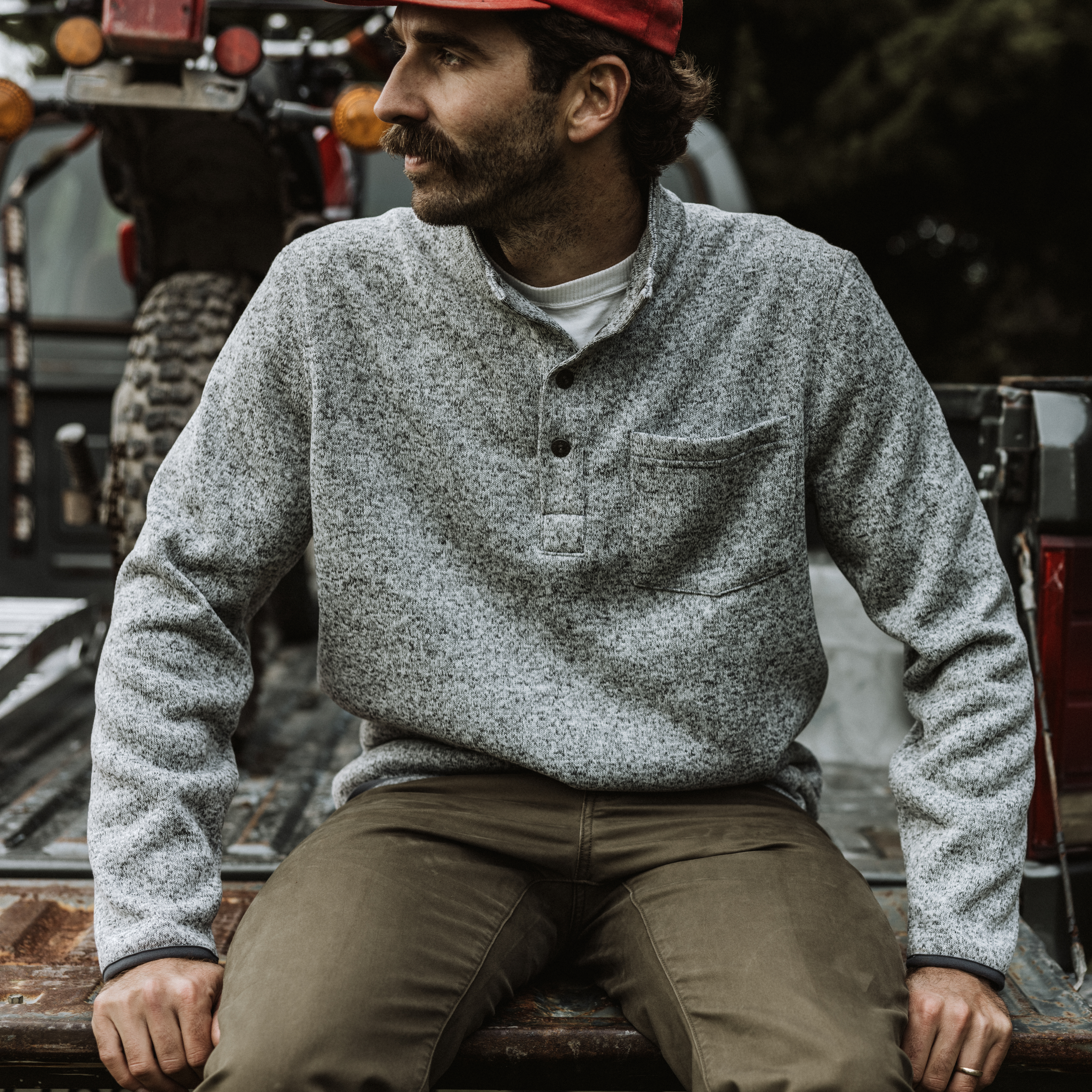 Flint and Tinder Sweater Fleece Quarter Snap Pullover - Grey