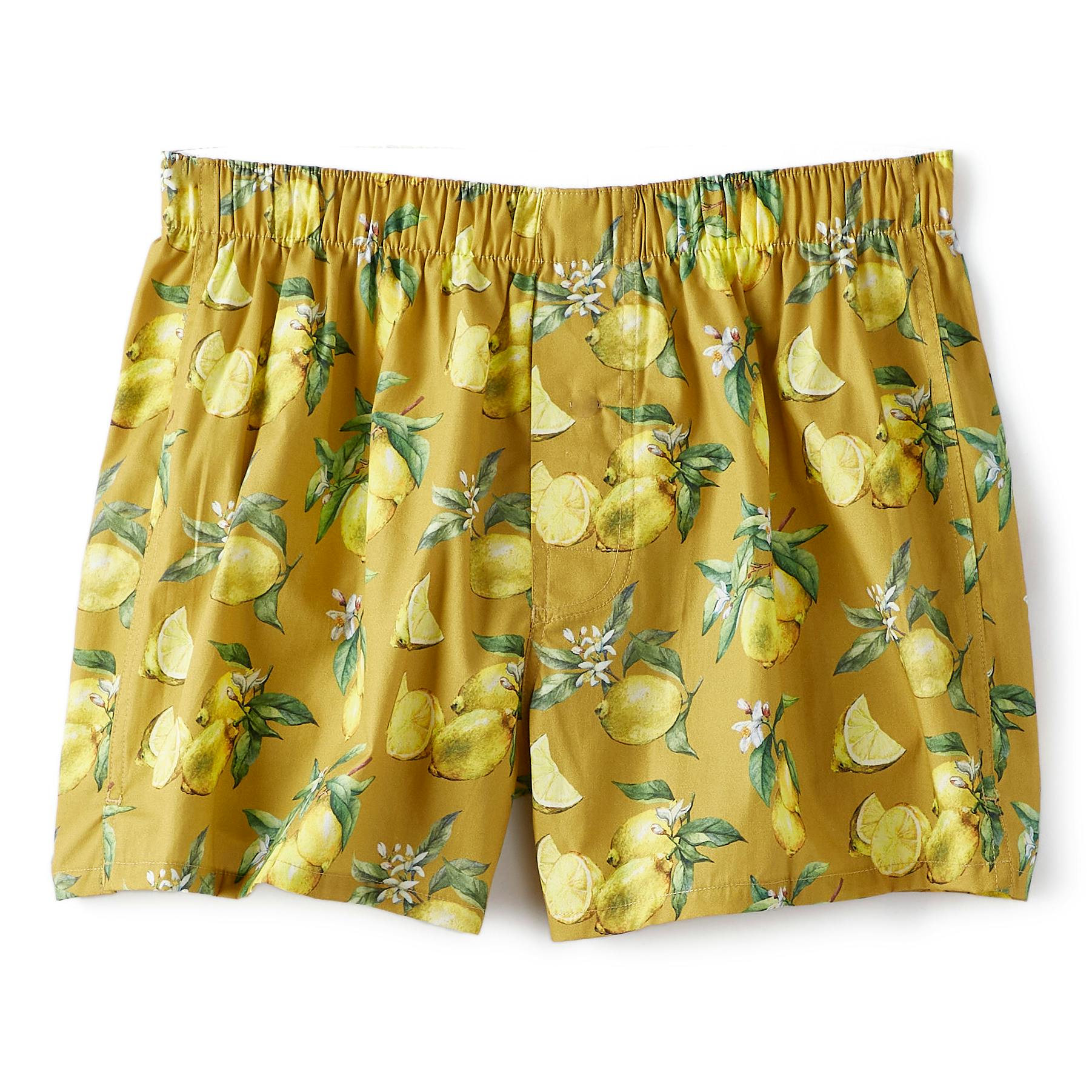 Druthers Organic Cotton Lemons Boxer Shorts - Mustard, Underwear