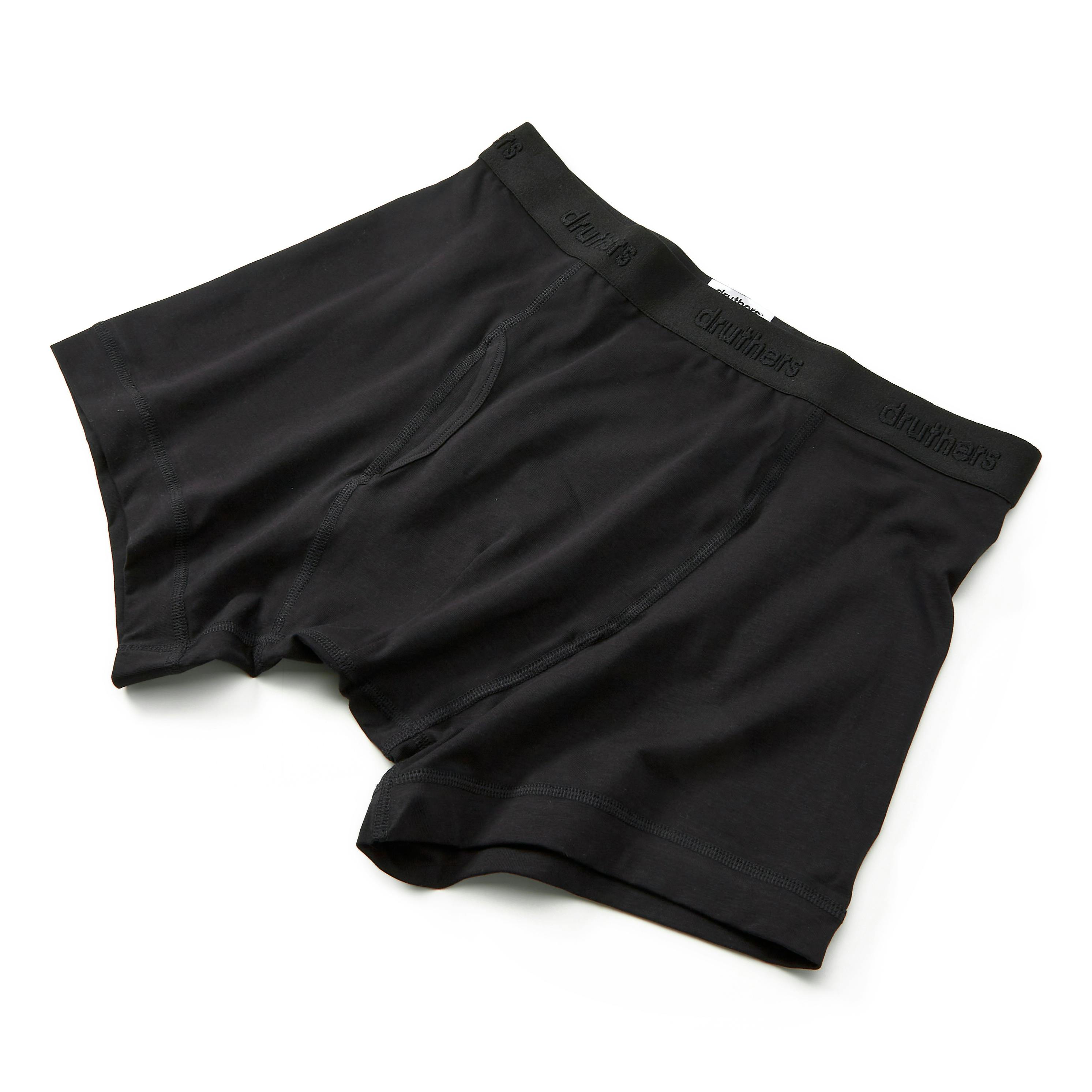 Druthers Organic Cotton Boxer Briefs - Black, Underwear