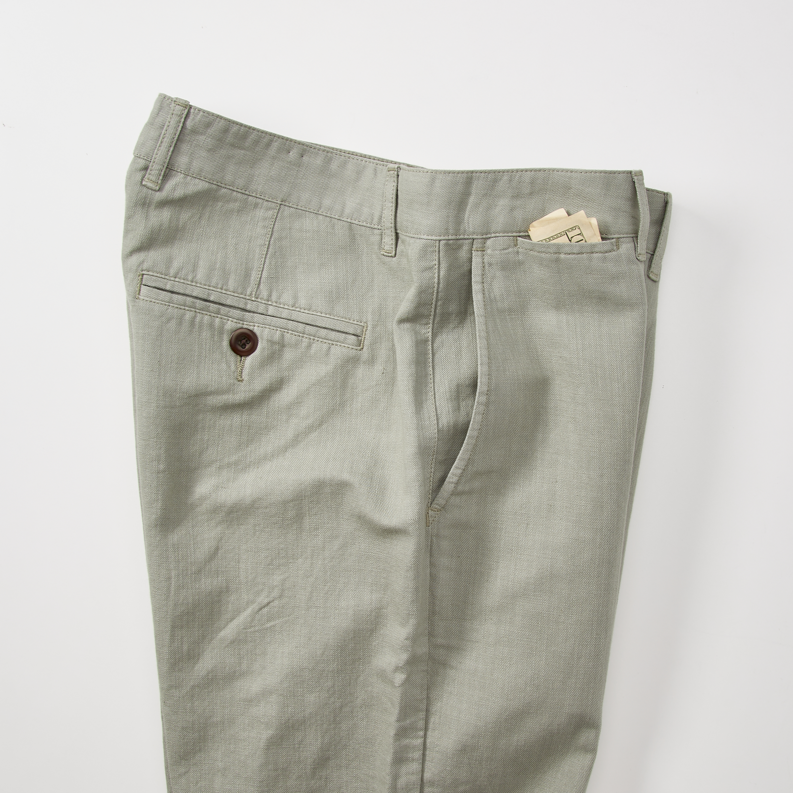 Flint and Tinder Cotton Linen Chino - HB Straight - Fog