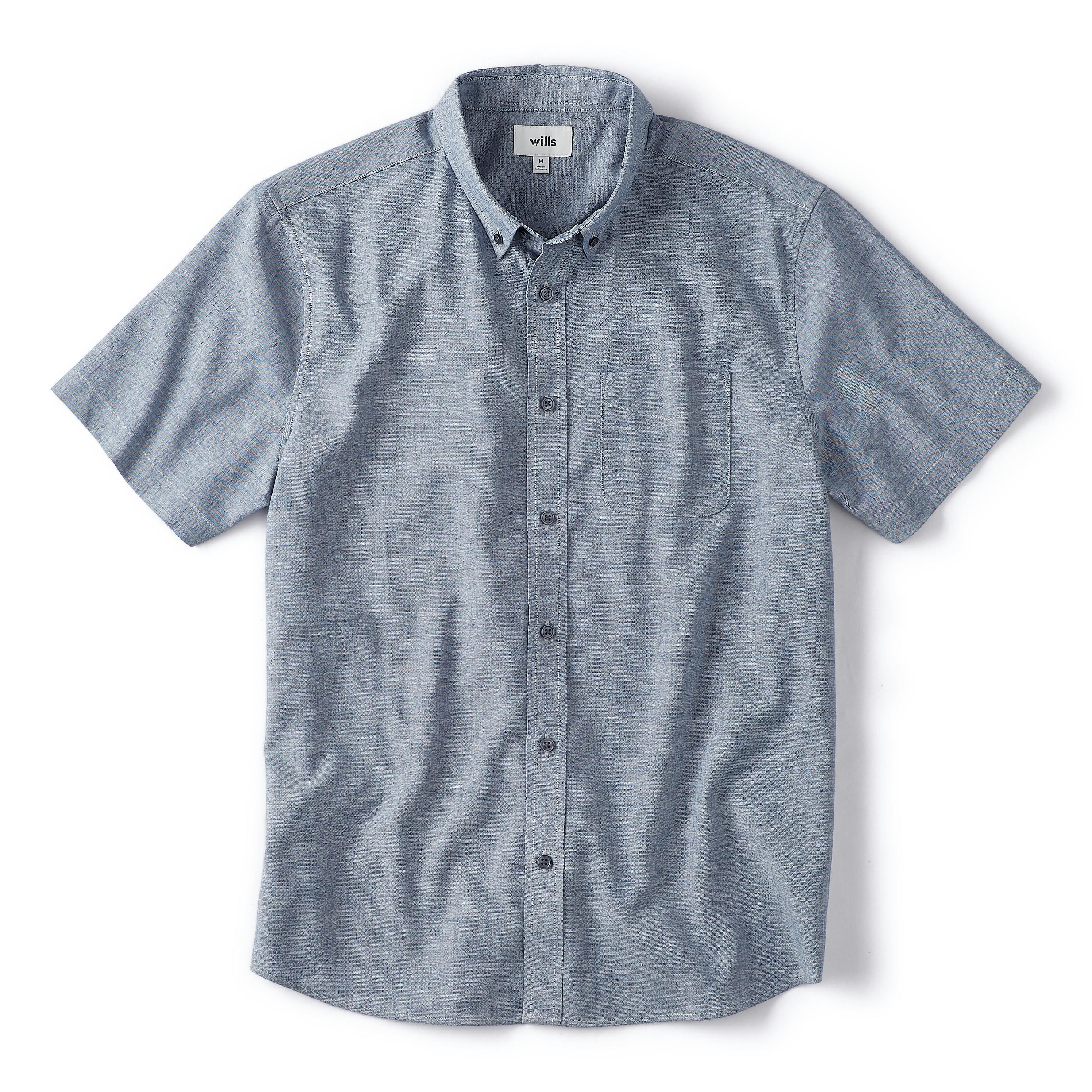 Lucky Brand Linen Short Sleeve Button-Up Shirt (Huckleberry) Men's