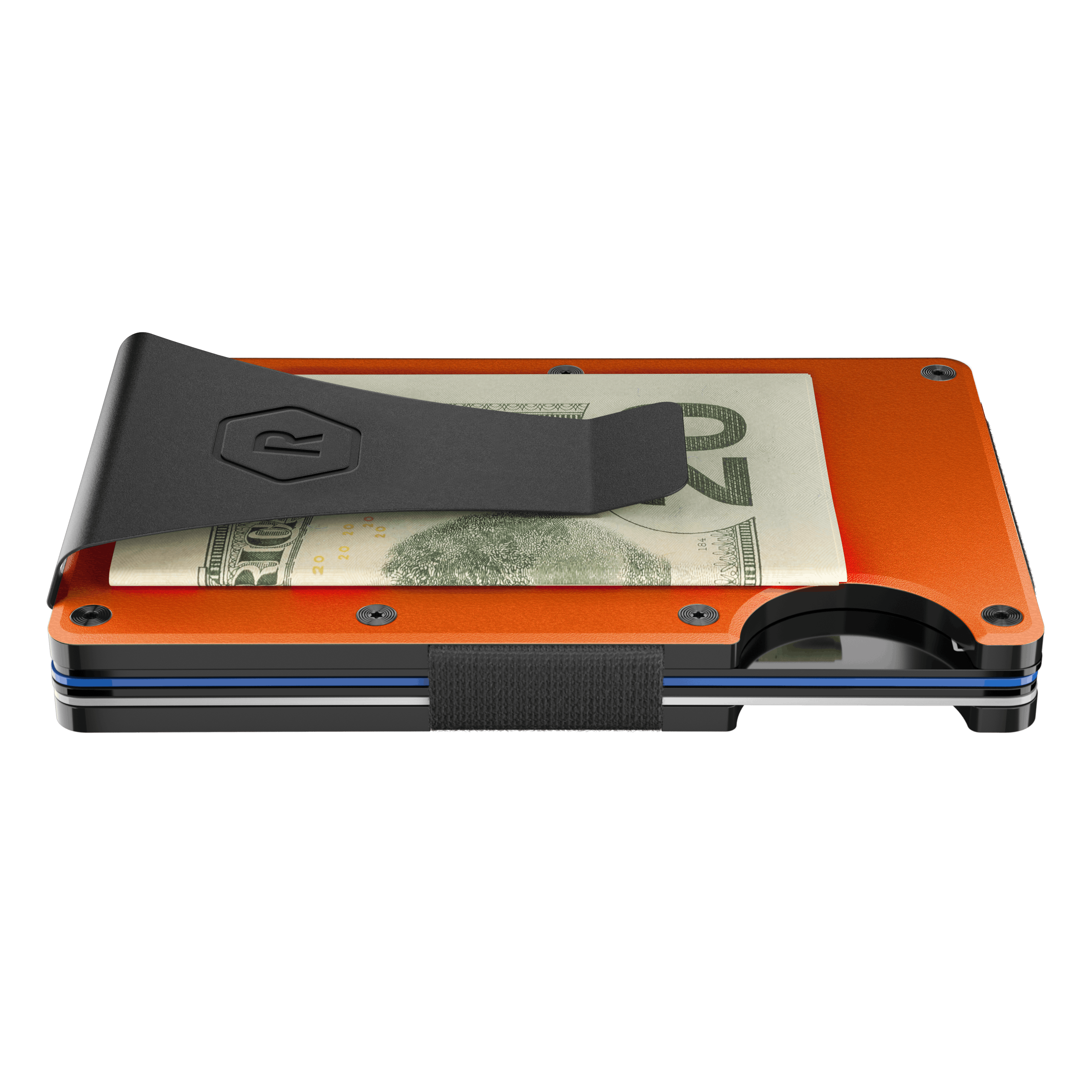 The Ridge Wallet - Aluminum: Cash Strap - Basecamp Orange #516