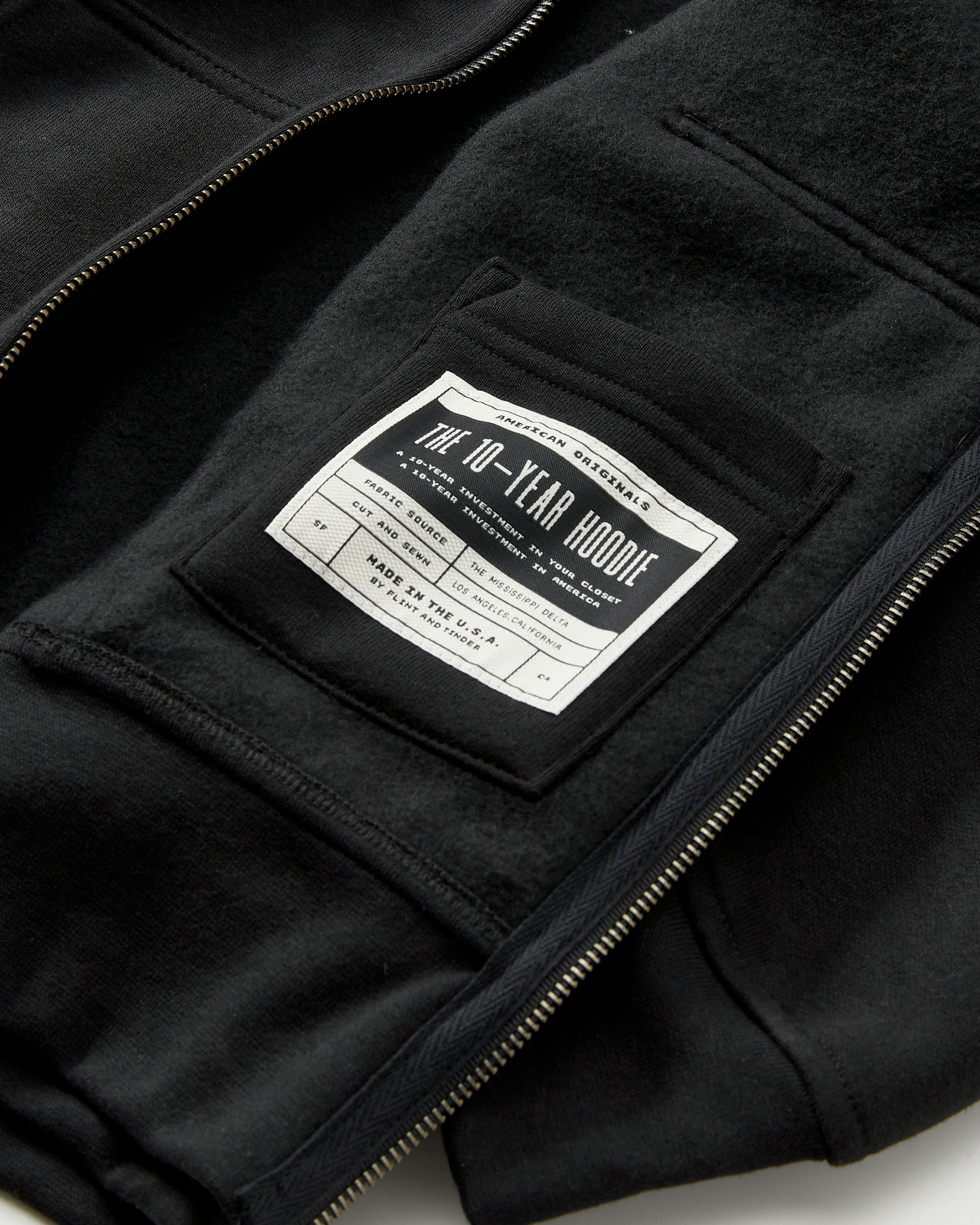 Flint and Tinder 10-Year Full Zip Hoodie Black Full-Zip