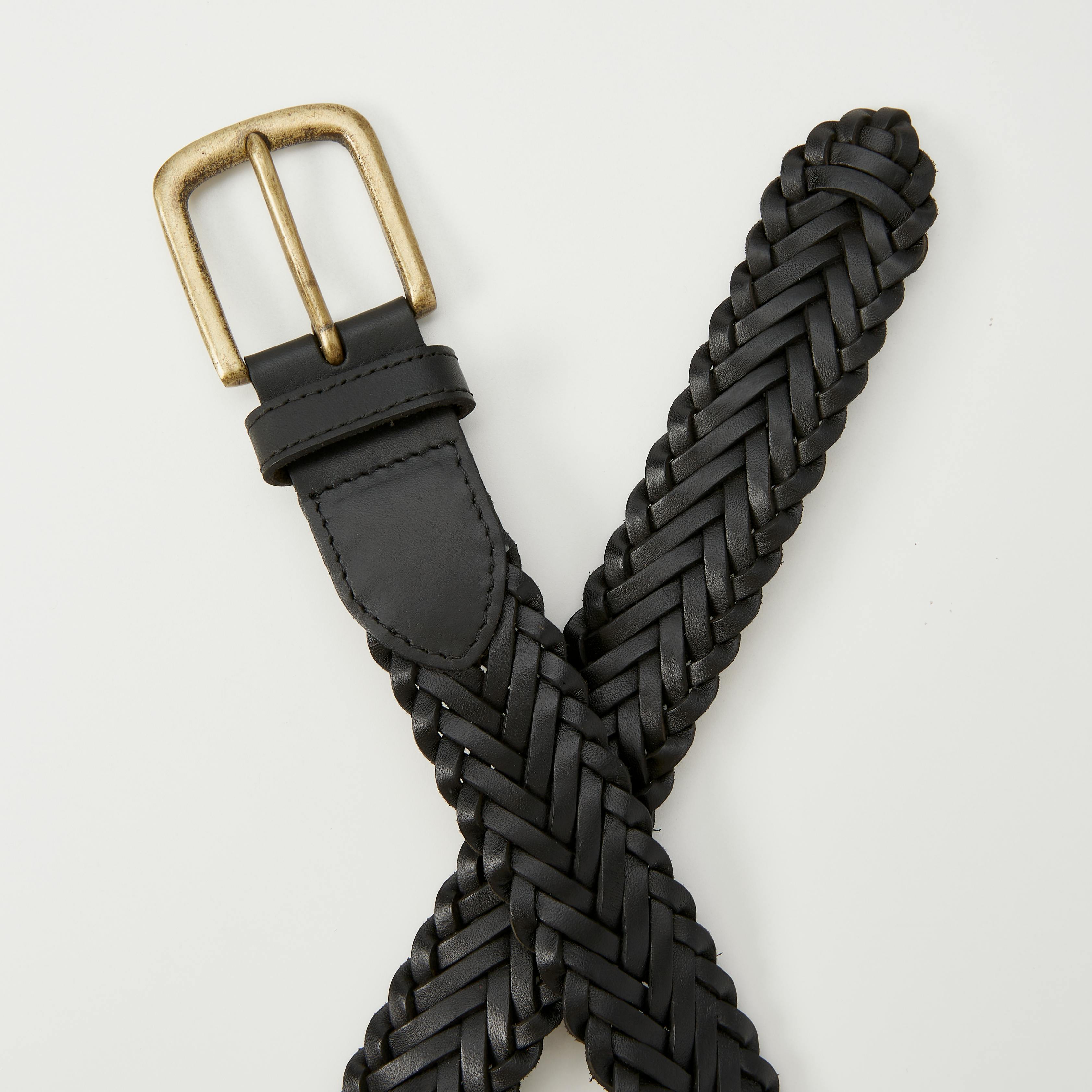 Braided Leather Belt - Black – Corridor