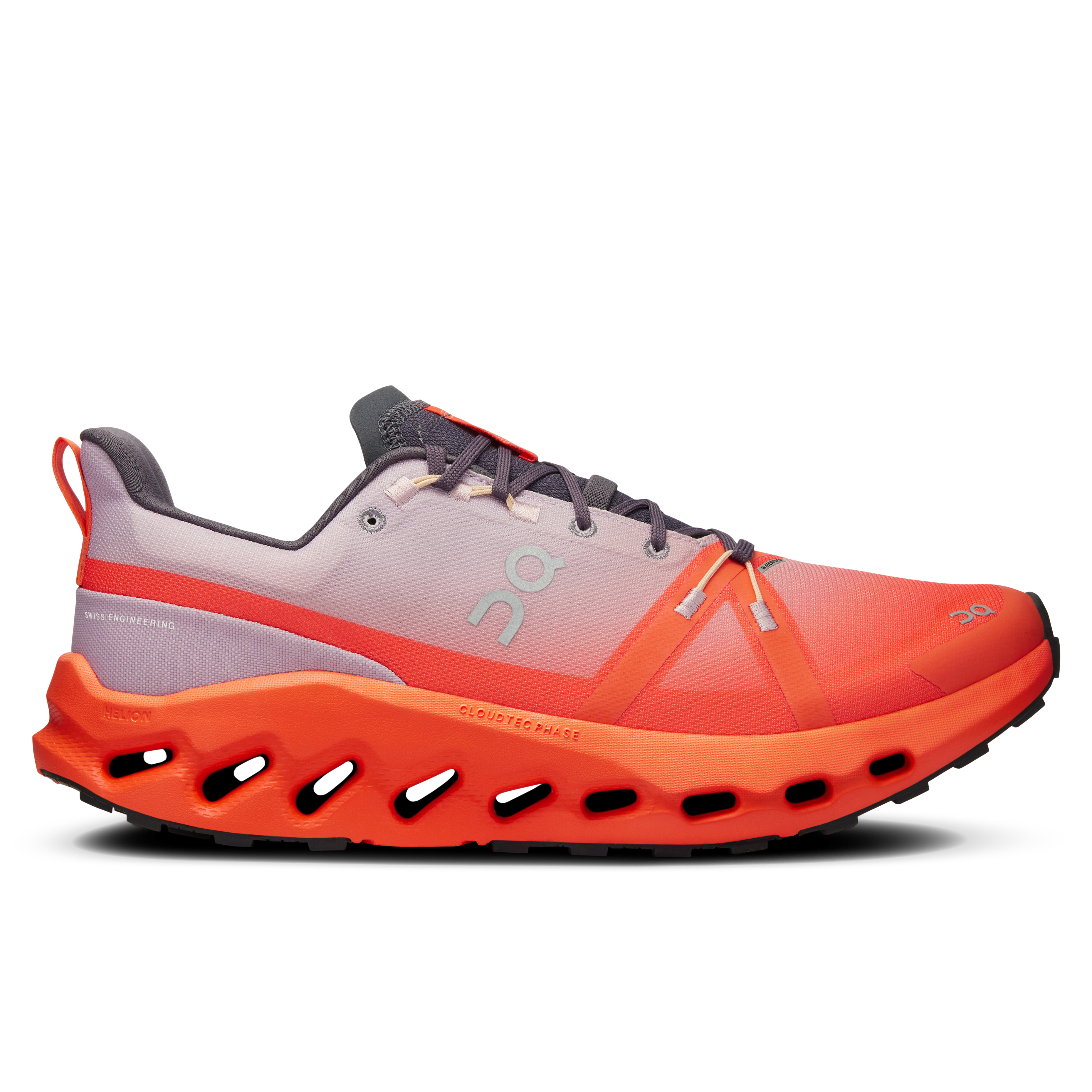 On Cloudsurfer Trail Waterproof Running Sneaker - Mauve/Flame 