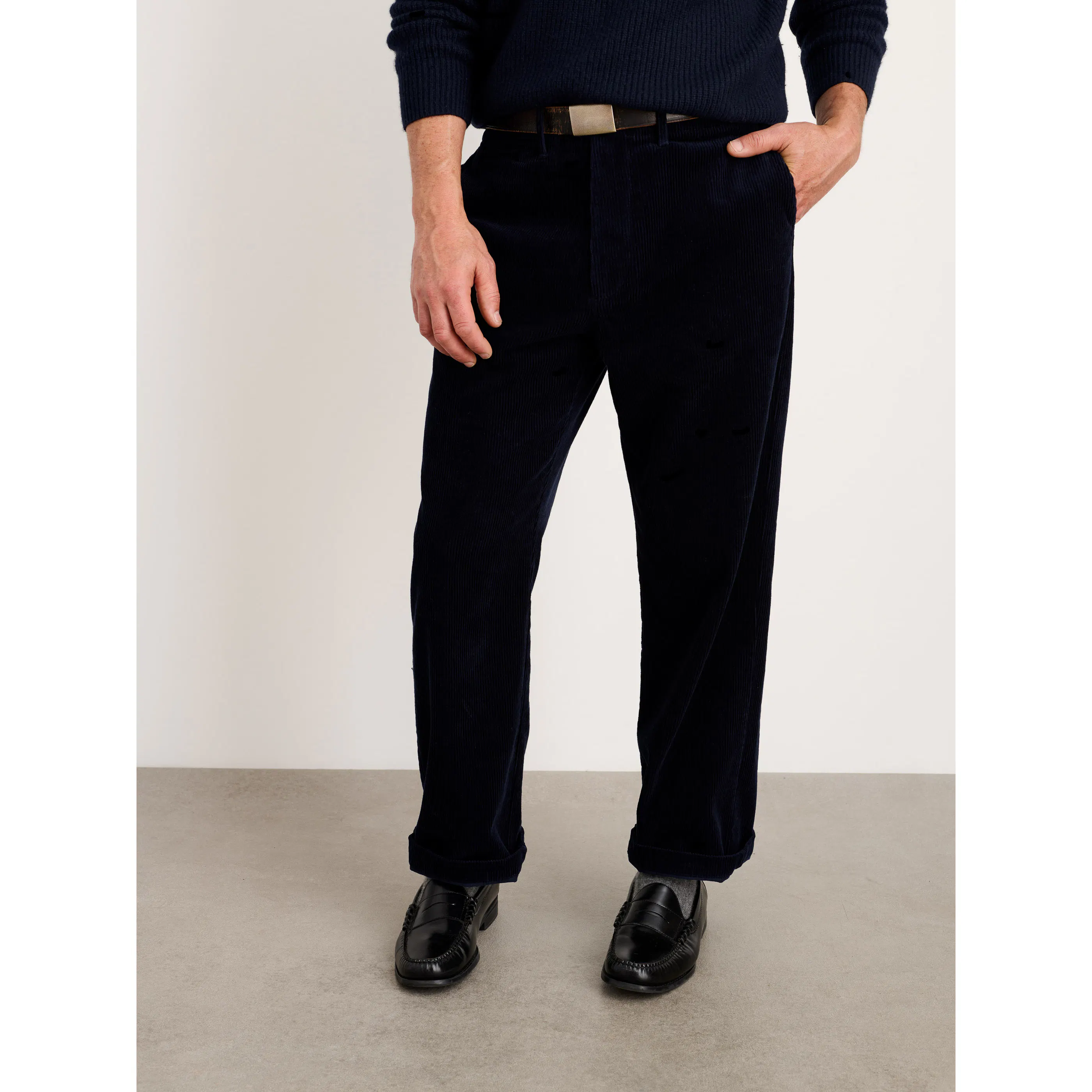 Alex Mill Rugged Corduroy Flat Front Pant - Dark Navy | Chino