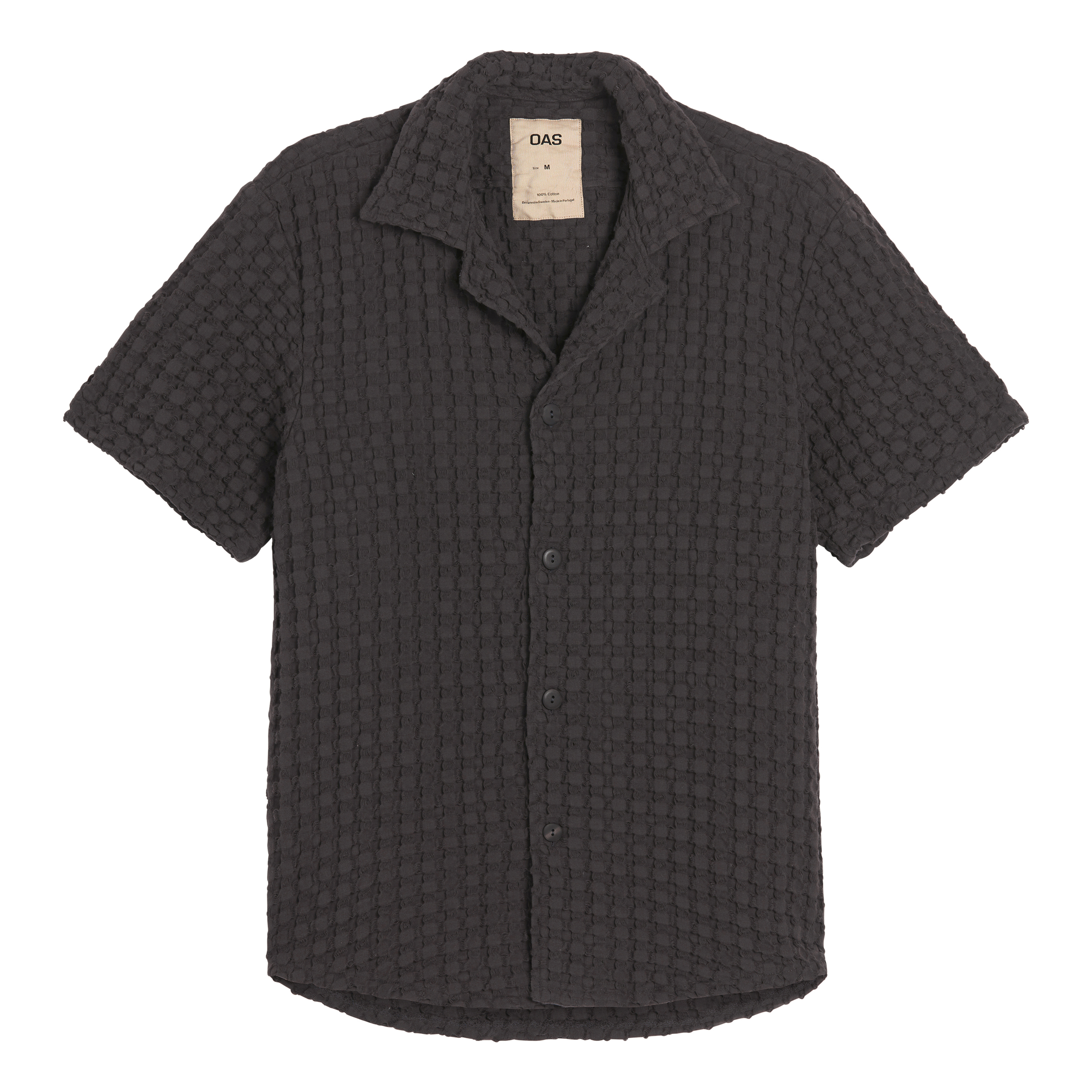 くらしを楽しむアイテム OAS Sleeve Short | Black Nearly - Shirt Waffle Collar Camp トップス