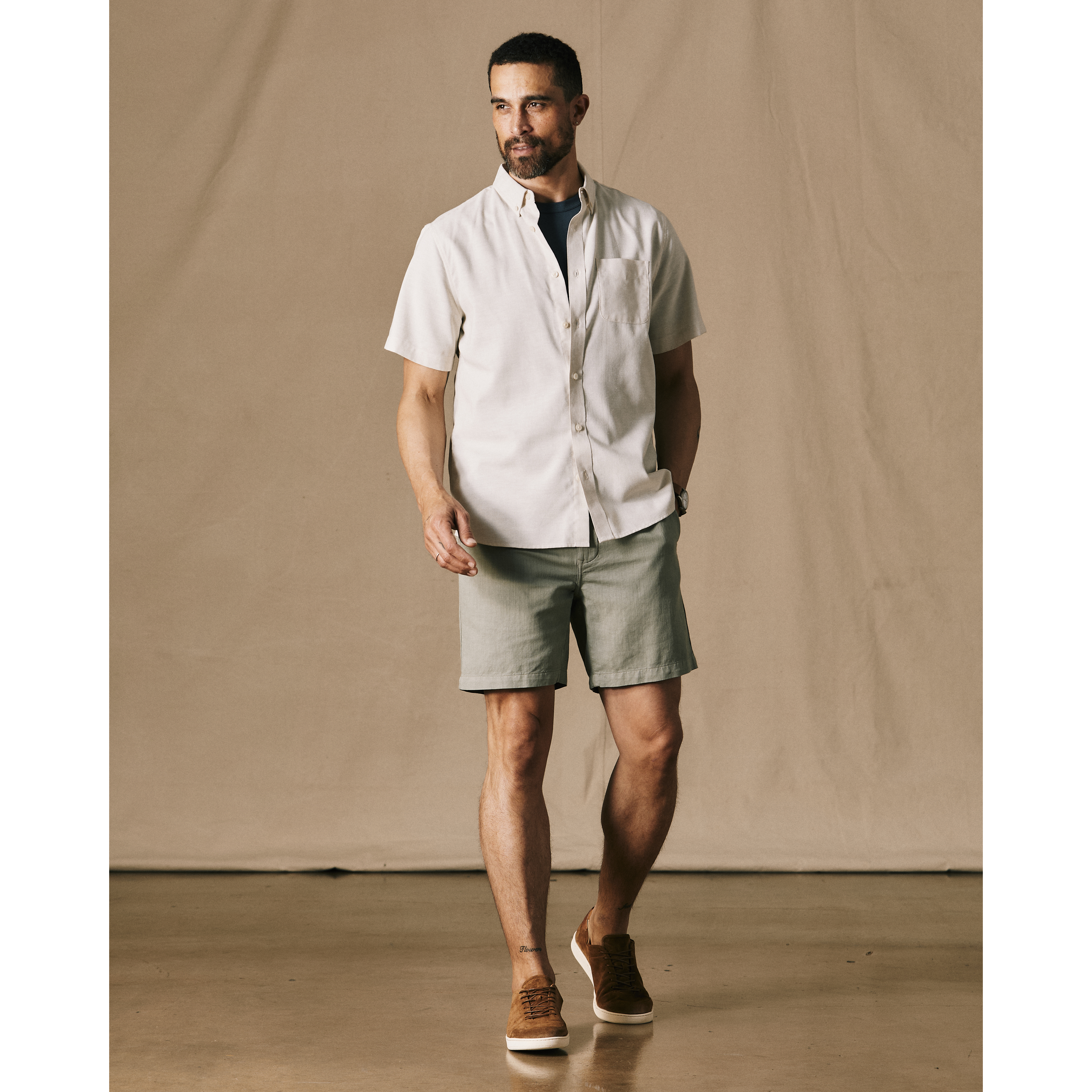シャツ WACKY WILLY Linen blend overfit short sleeve shirt Wills Wrinkle-Free Linen Short Sleeve Shirt - Natural