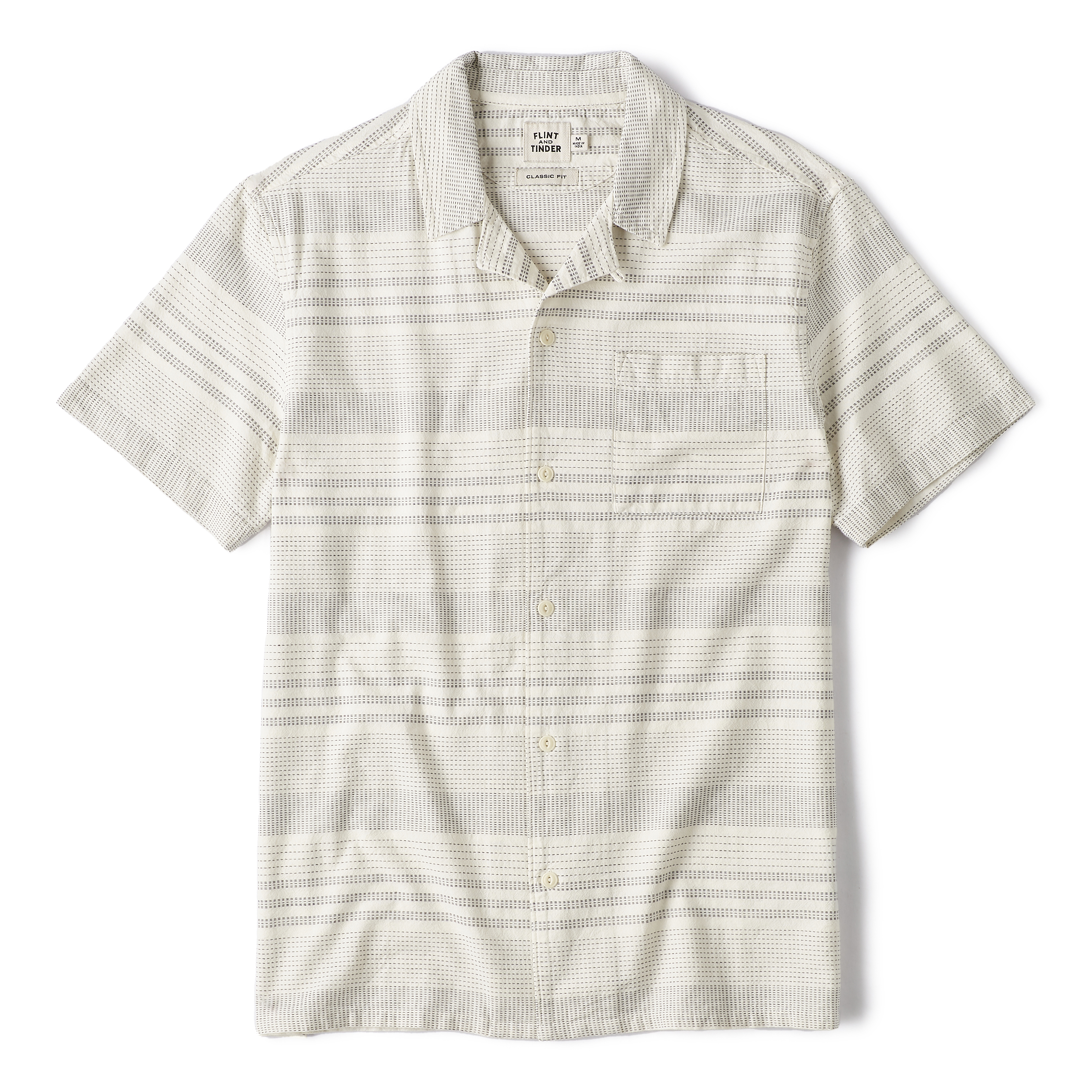 【BAON】[unisex] Hudend Stripe Collar Over Short Sleeve Tee 83525_Flint_and_Tinder_Texture