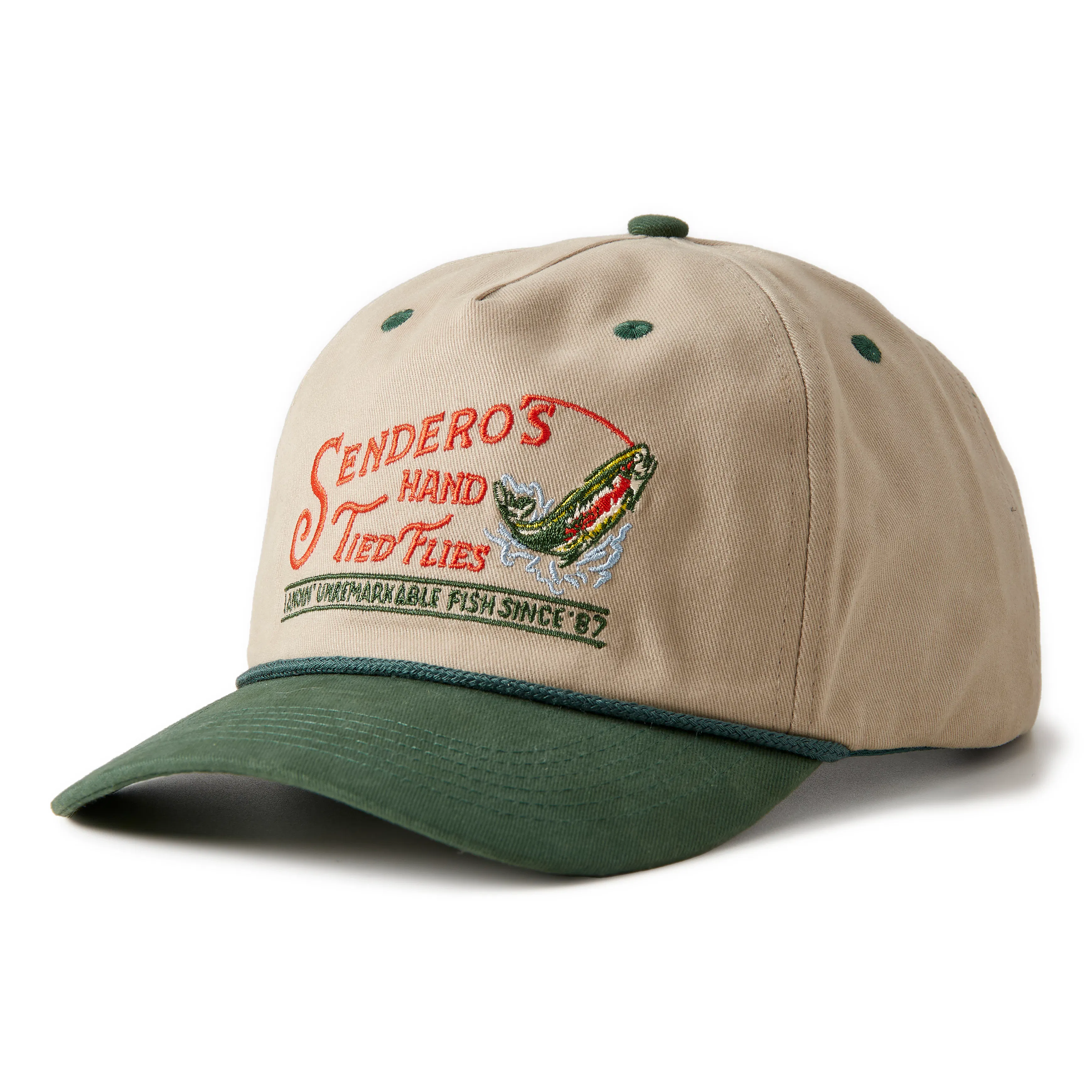 Sendero Provisions Co. Hand Tied Flies Hat - Tan/Green | Baseball