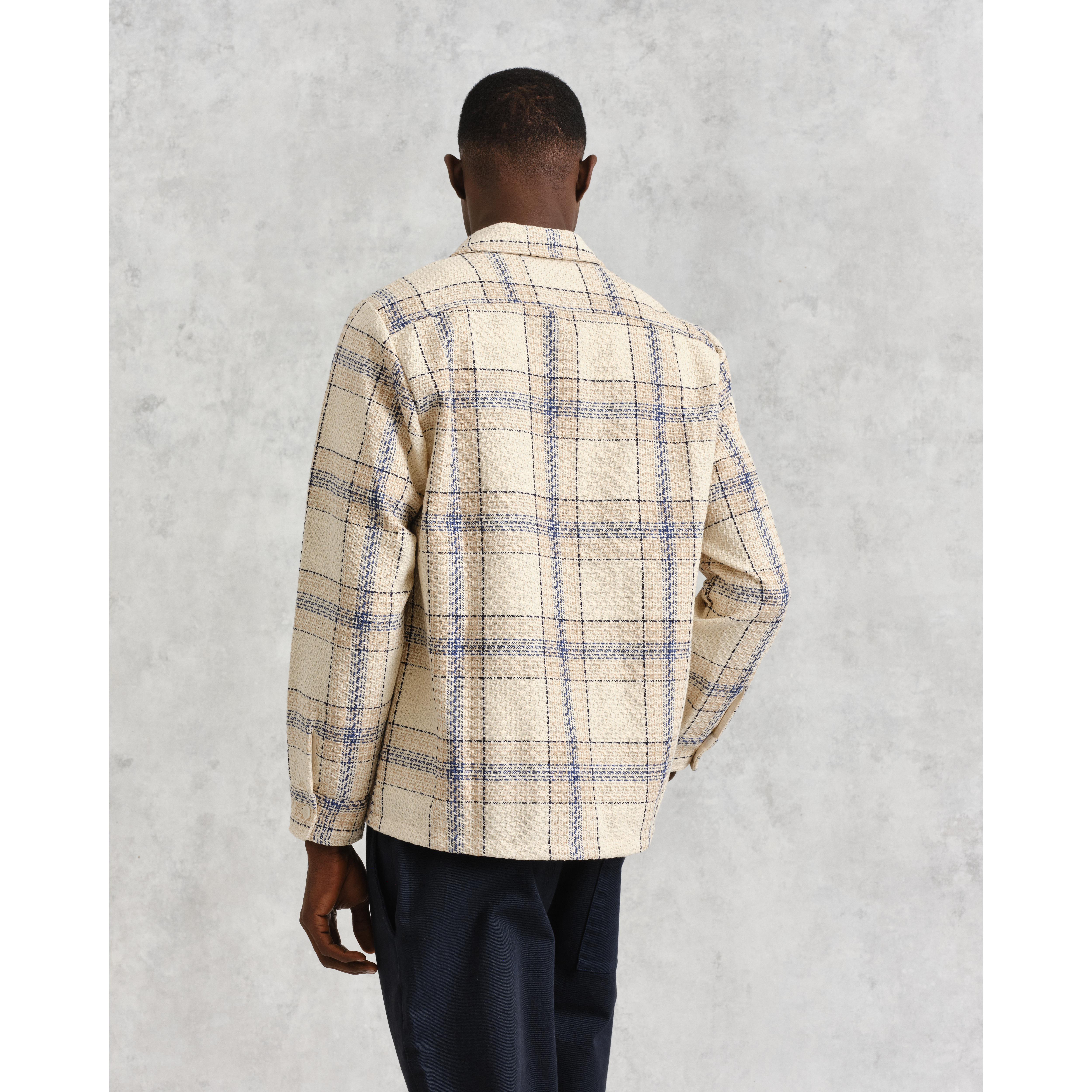 Wax London Whiting Summer Overshirt - Ecru/Blue Earl Check