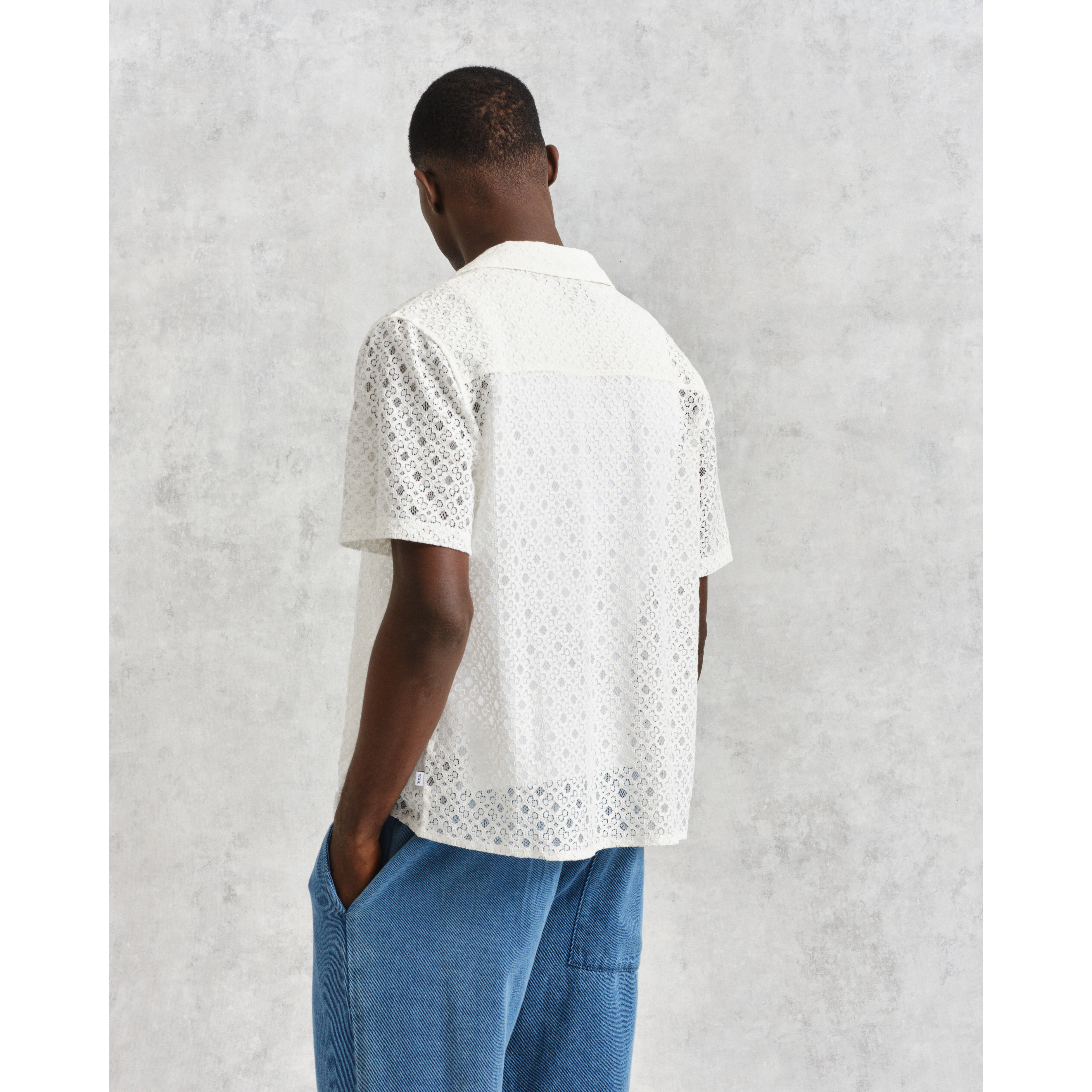 Wax London Open Weave Linen Blend Short Sleeve Shirt - White